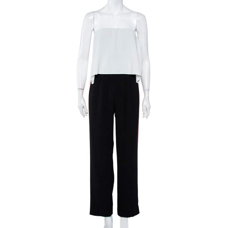 Diane Von Furstenberg Color Block Crepe Strapless Amare Jumpsuit S