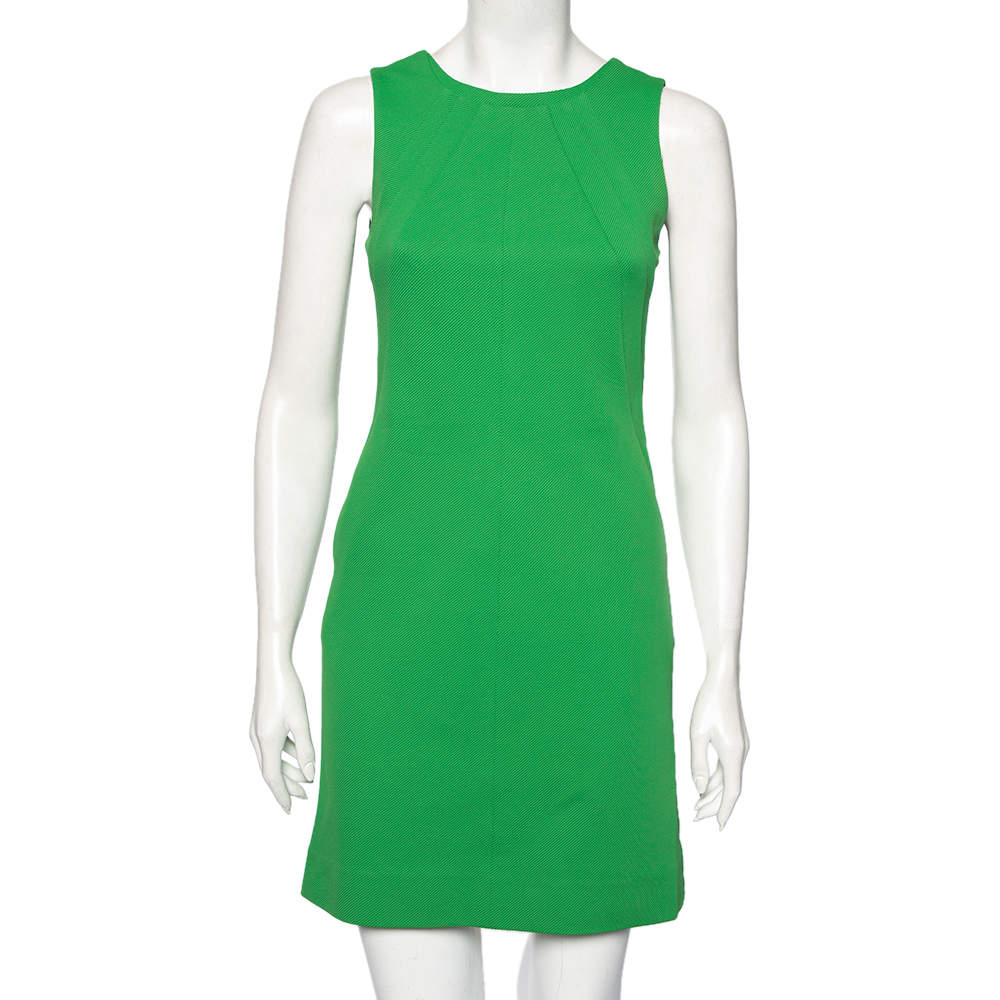 Pre Owned Diane von Furstenberg Green Textured Carpreena Short Dress S