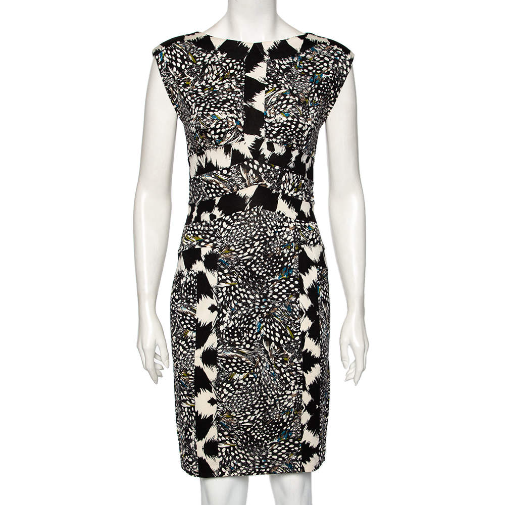 Pre Owned Diane Von Furstenberg Multicolor Printed Silk Knit Stirling Dress S