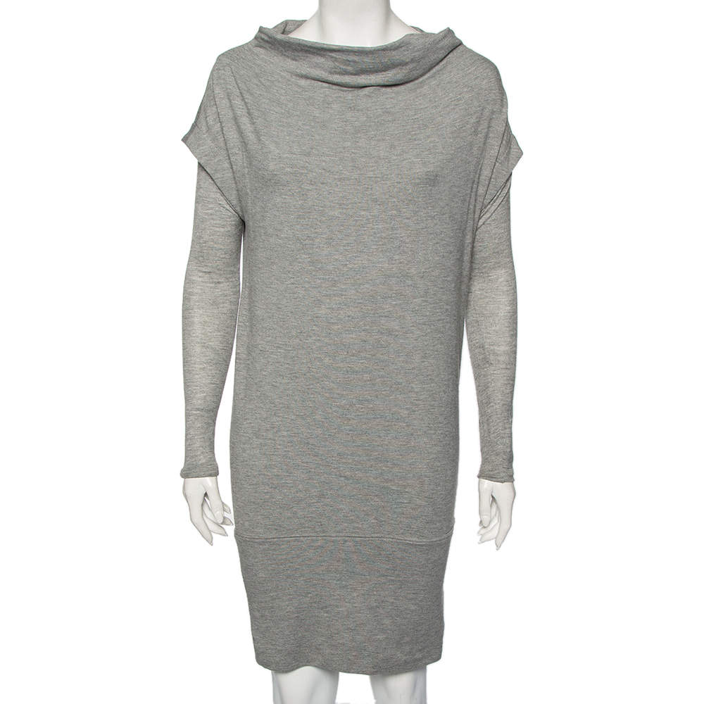 Pre Owned Diane von Furstenberg Grey Knit Financier Sweatshirt Dress S