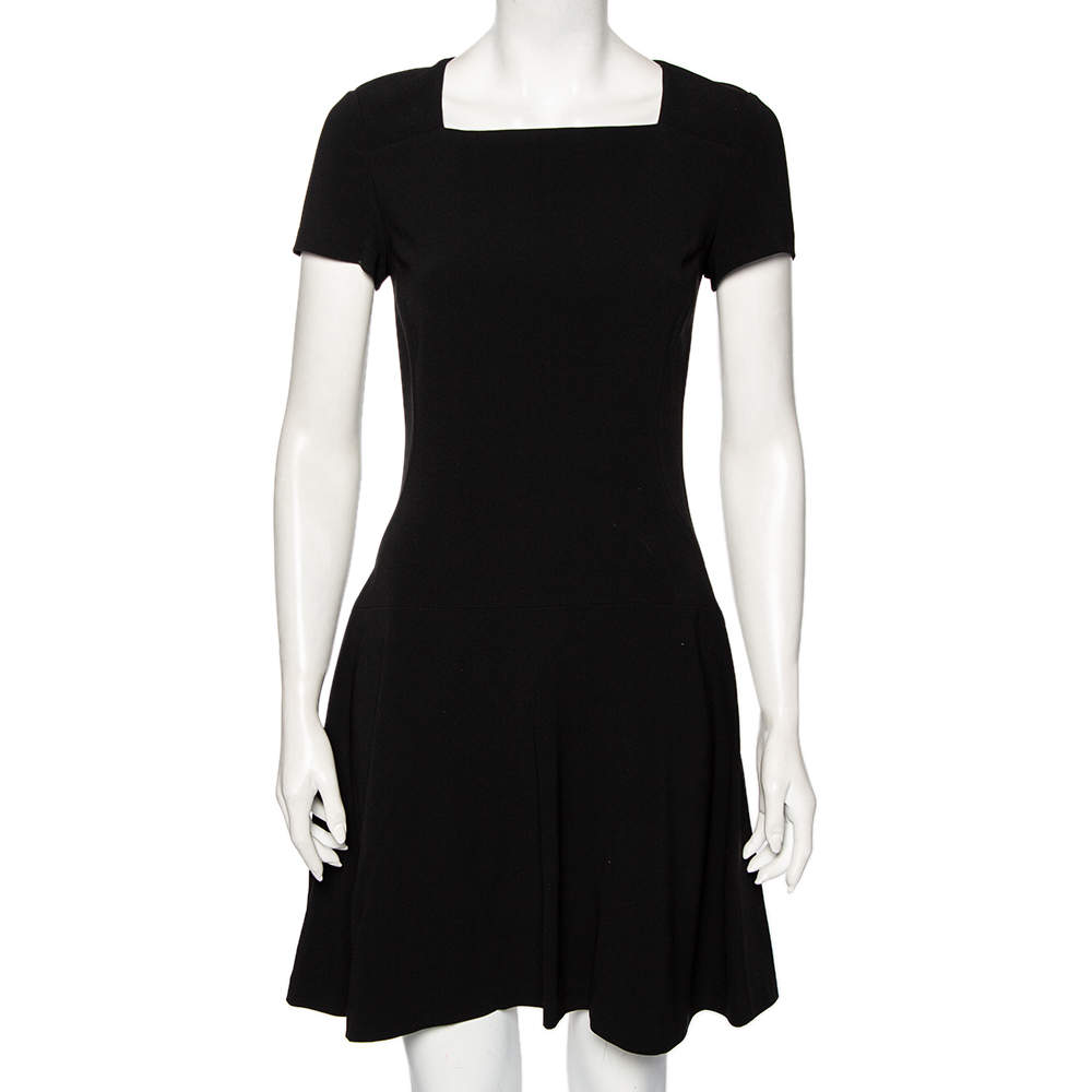 Diane von Furstenberg Black Crepe Hansine Flared Short Dress S Diane ...