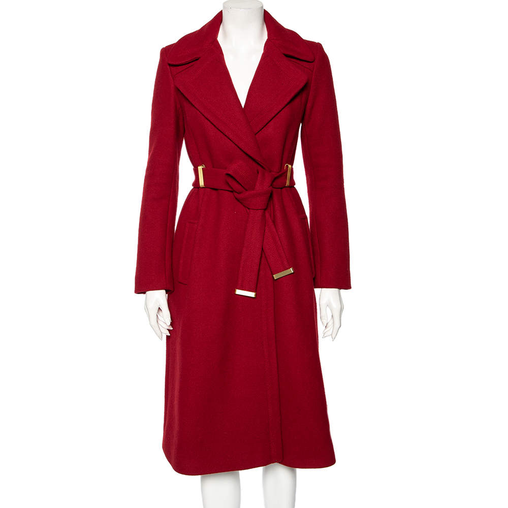 Diane von Furstenberg Red Wool Mikhaila Belted Coat S Diane Von ...