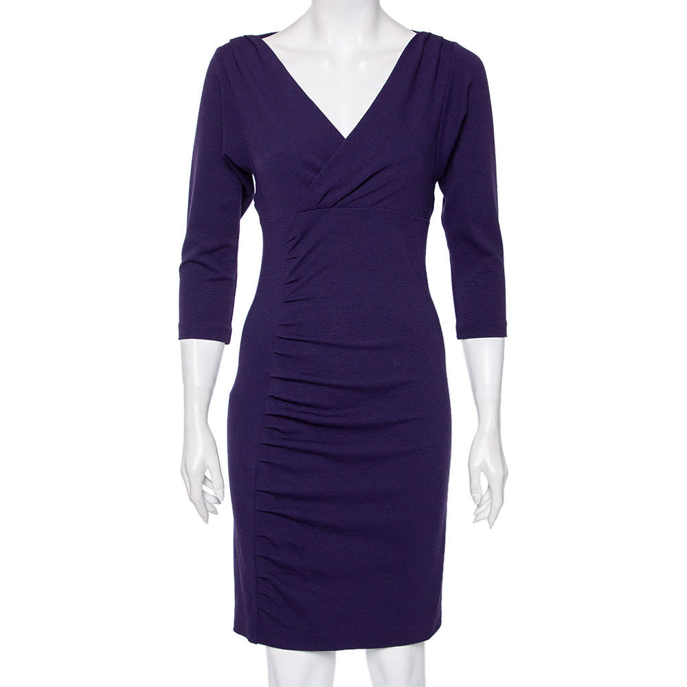 Pre Owned Diane Von Furstenberg Purple Knit Basuto Short Dress S