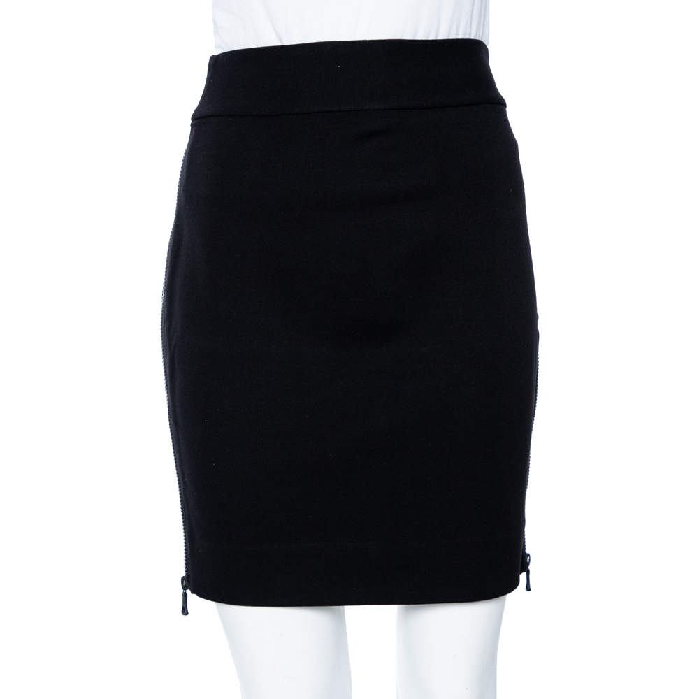 Pre Owned Diane von Furstenberg Black Knit Meg Zip Pencil Skirt S