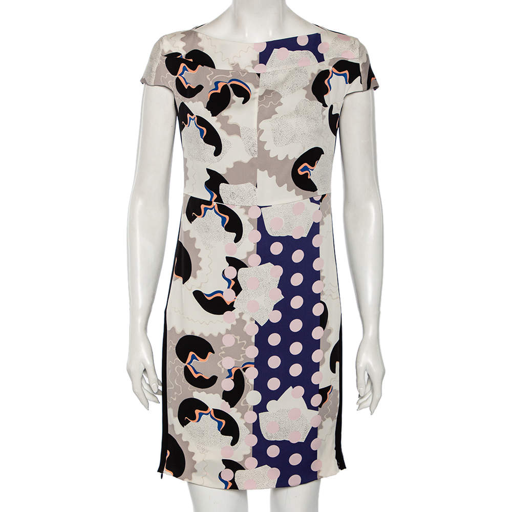 Pre Owned Diane von Furstenberg Multicolored Printed Silk Asami Dress M