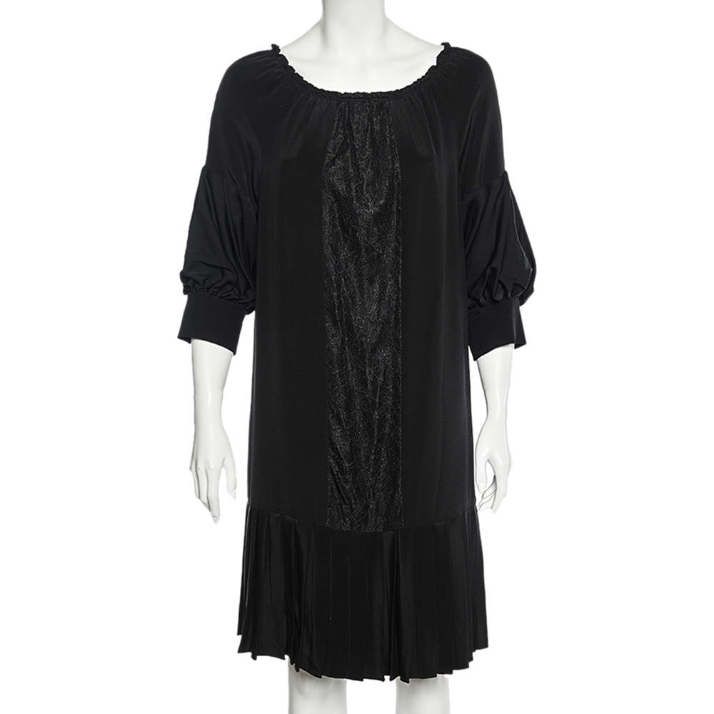 Pre Owned Diane von Furstenberg Black Silk & Lace Elsita Dress L