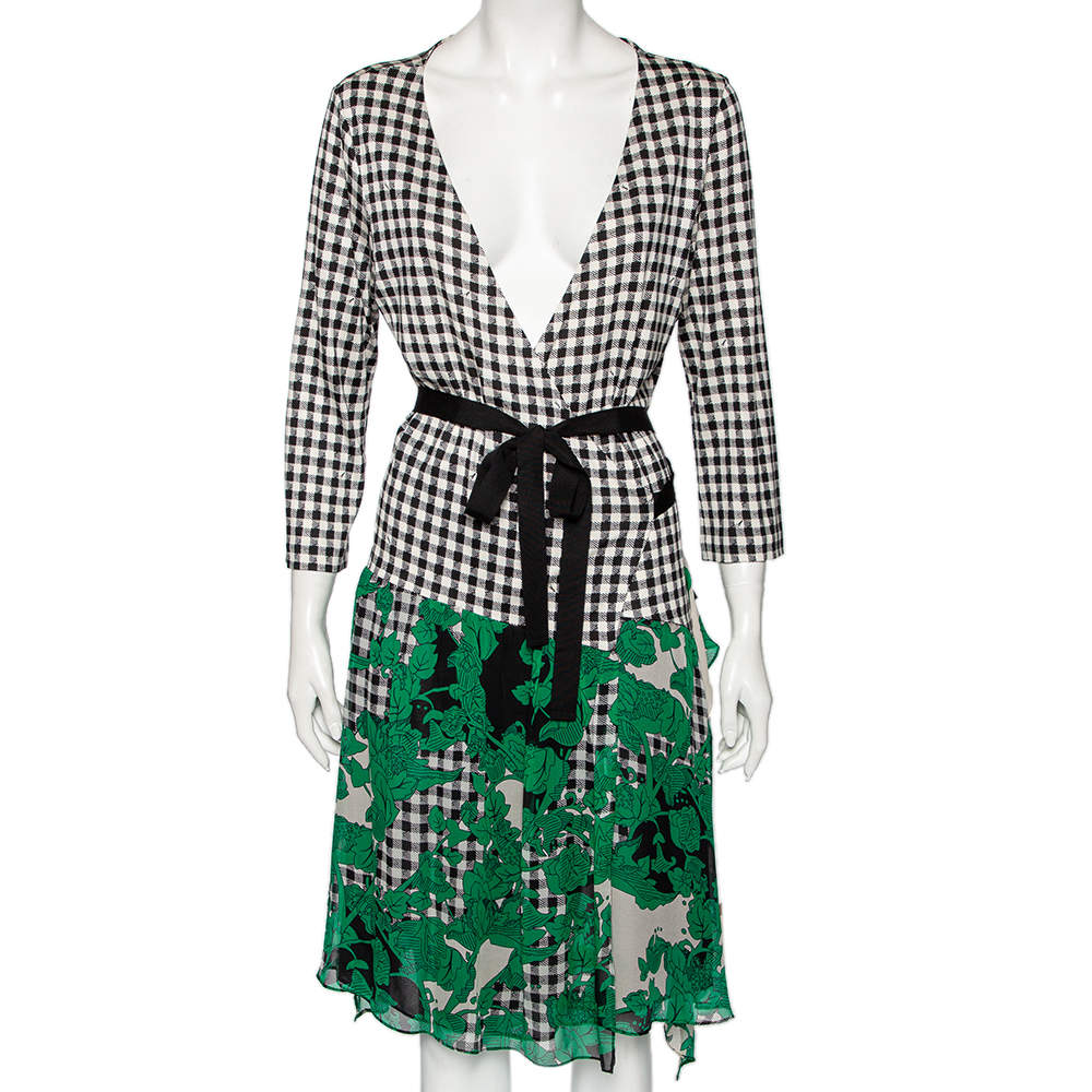 Diane von Furstenberg Multicolored Print Silk Knit Rivera Wrap Dress XL