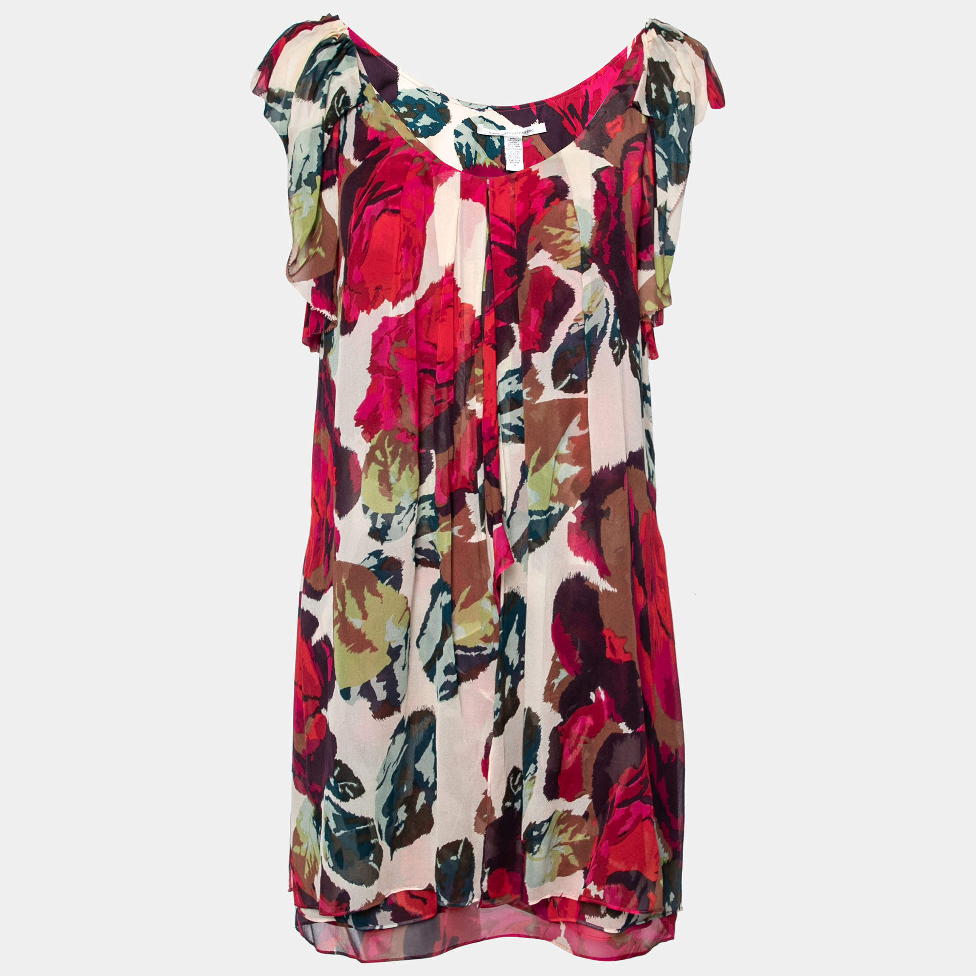 Diane von Furstenberg Multicolor Printed Silk Elenka Mini Dress S