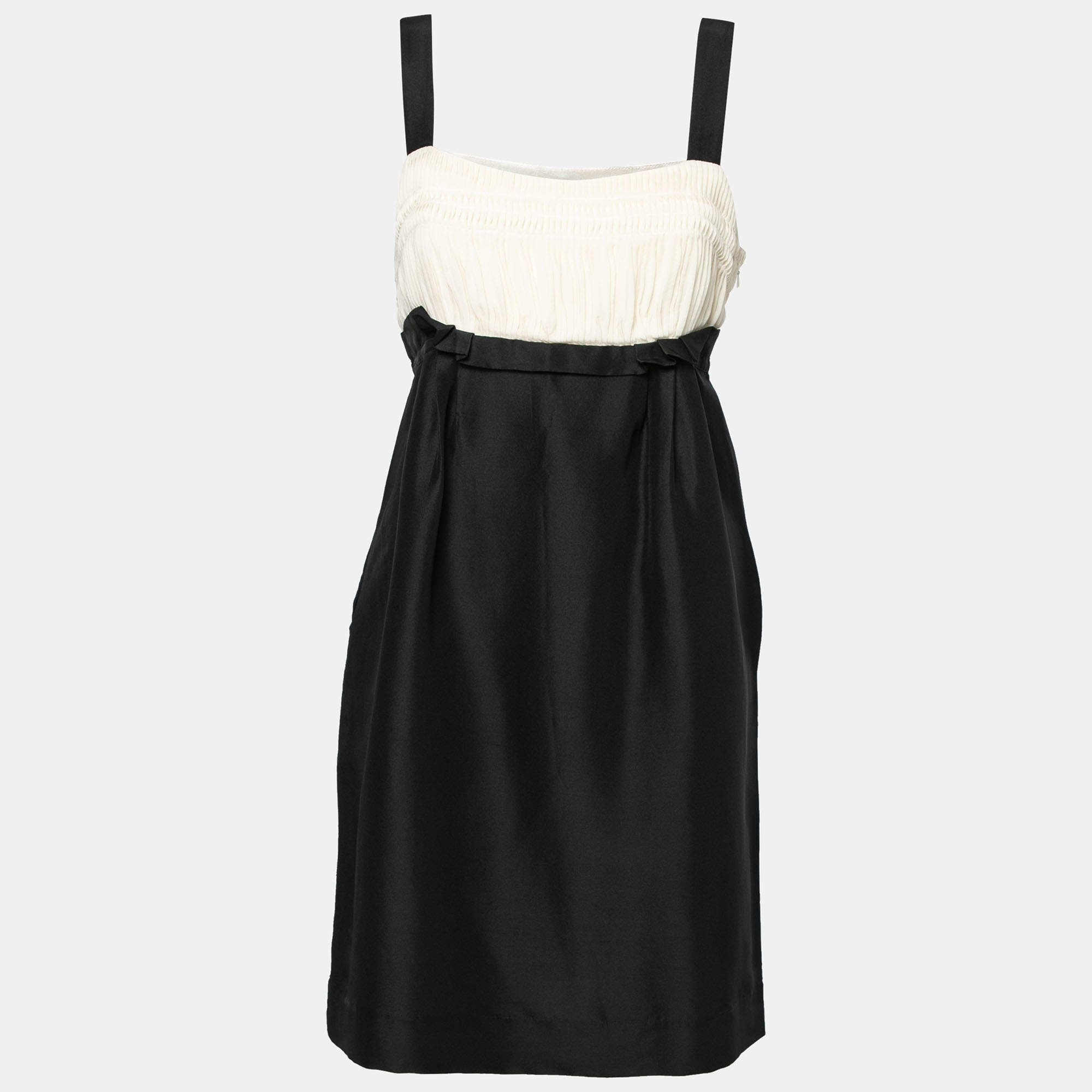 Pre Owned Diane Von Furstenberg Black Silk Sleeveless Celardo Mini Dress L