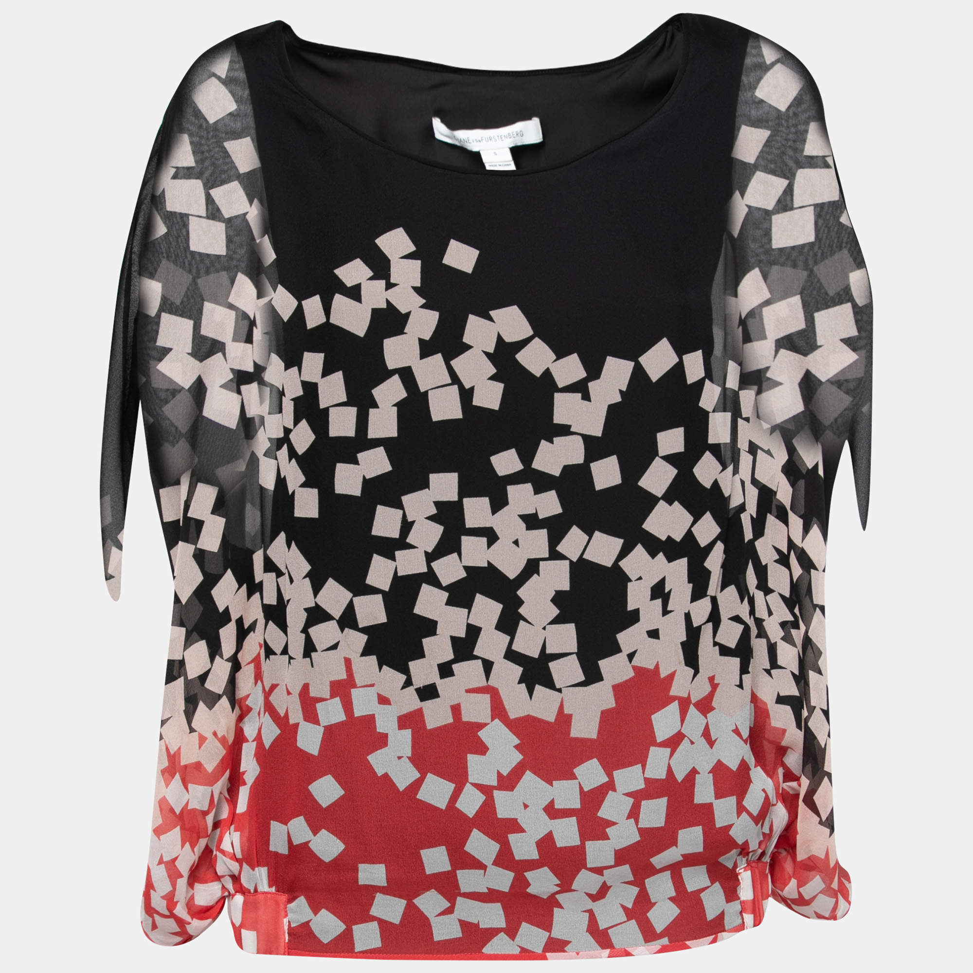 Diane von Furstenberg Multicolor Printed Silk Robyn Blouse S