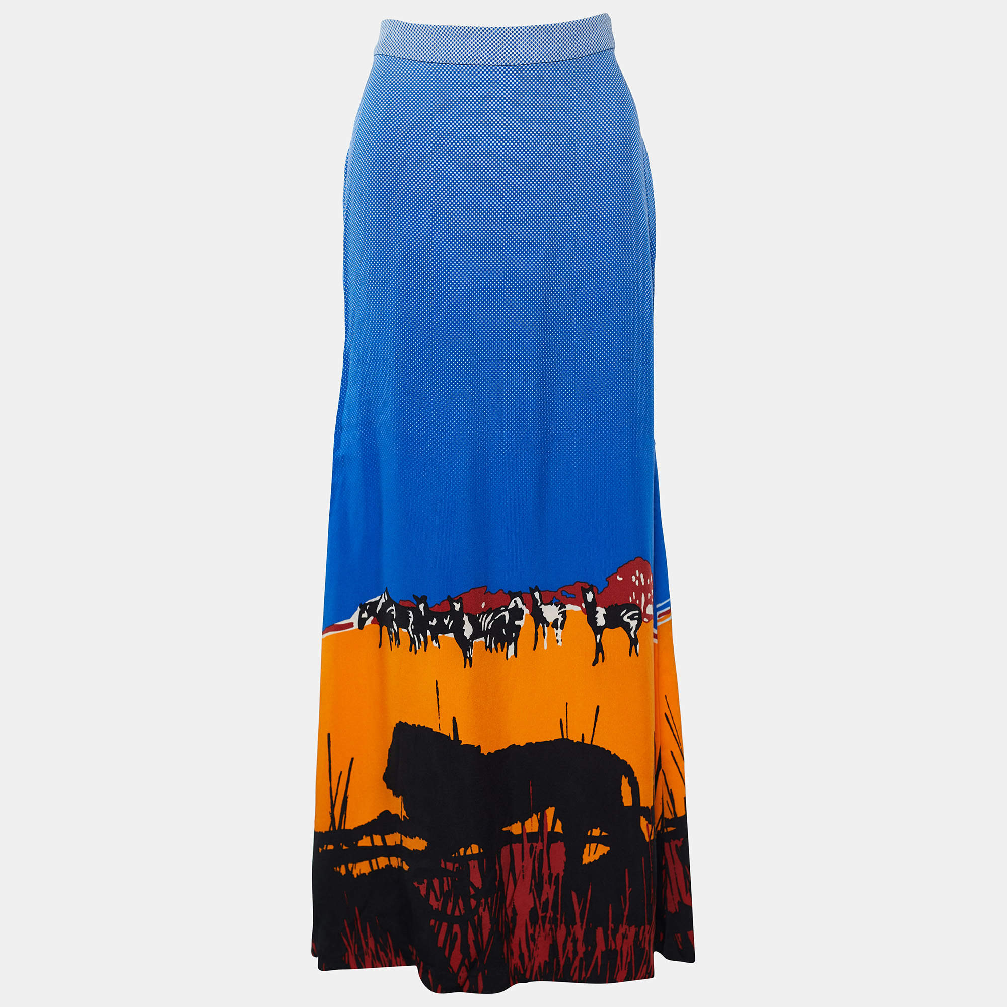 Pre Owned Diane von Furstenberg Blue Cody Print Maxi Skirt S