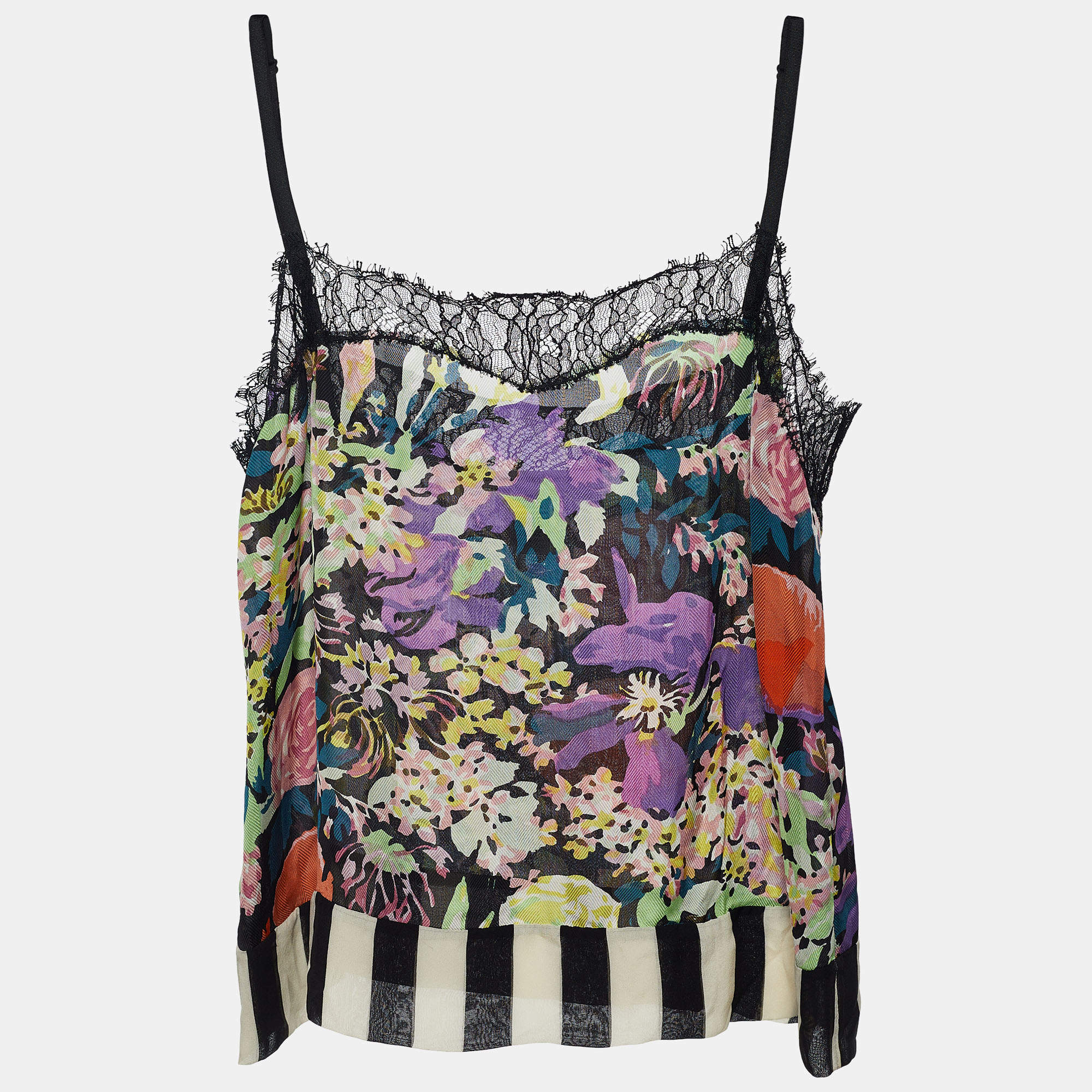 Pre Owned Diane von Furstenberg Floral Silk Parisse Cami Top L