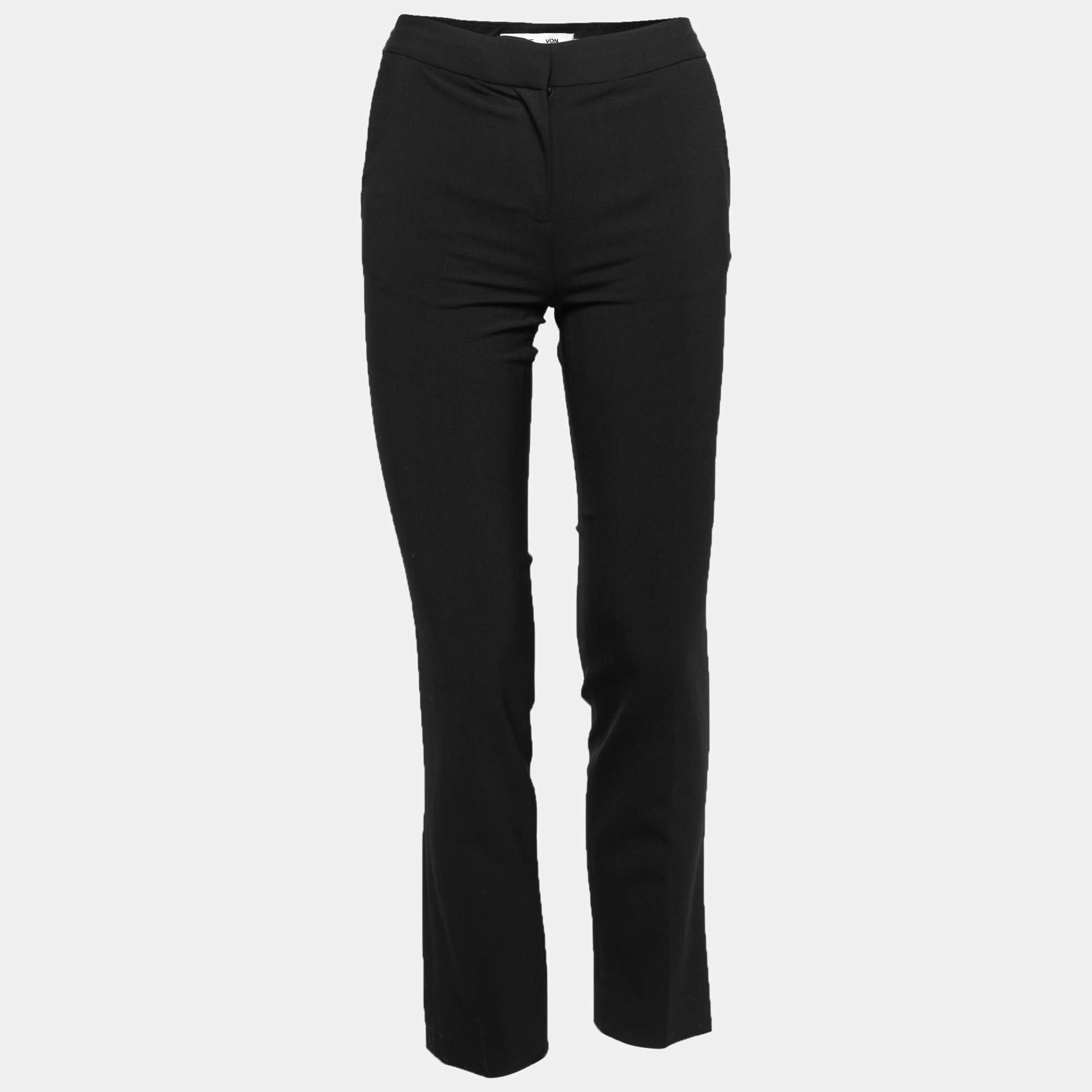 Pre Owned Diane Von Furstenberg Black Wool Trousers XS