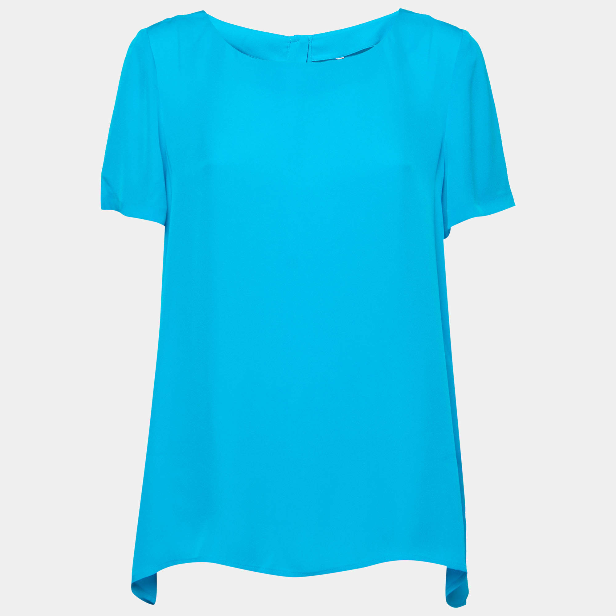 Pre Owned Diane von Furstenberg Blue Silk Maggy Top M
