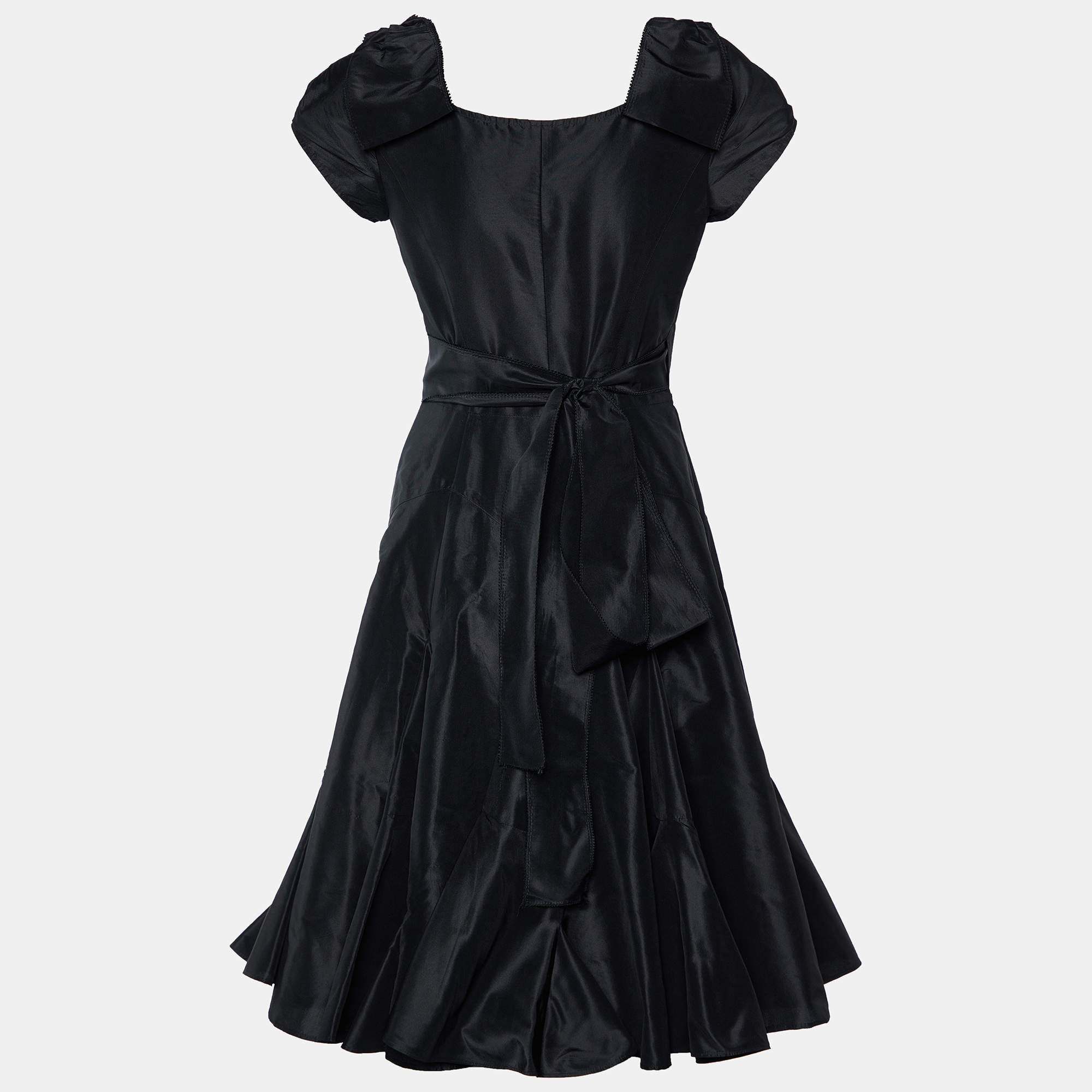 Pre Owned Diane von Furstenberg Black Silk Taffeta Sue Park Wrap Dress M