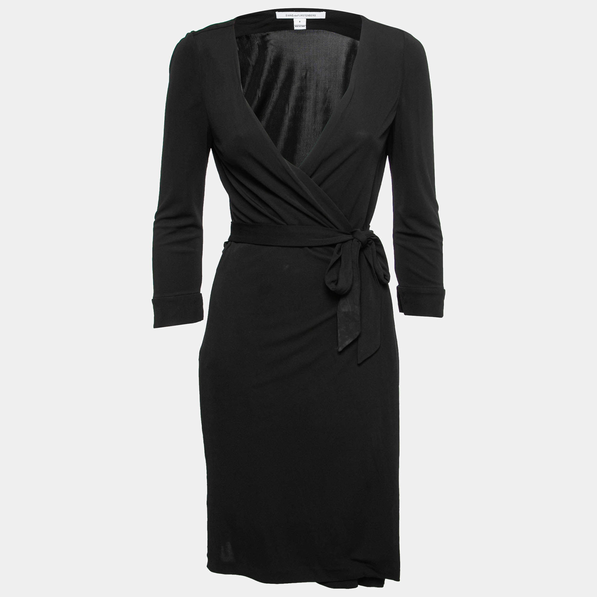 Diane von Furstenberg Black Jersey Wrap Dress M