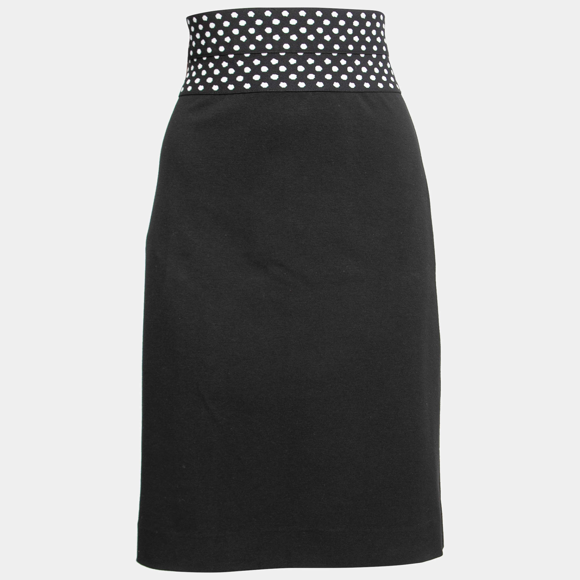 Pre Owned Diane Von Furstenberg Black Knit Dotted Waistband Detail Elsa Skirt M