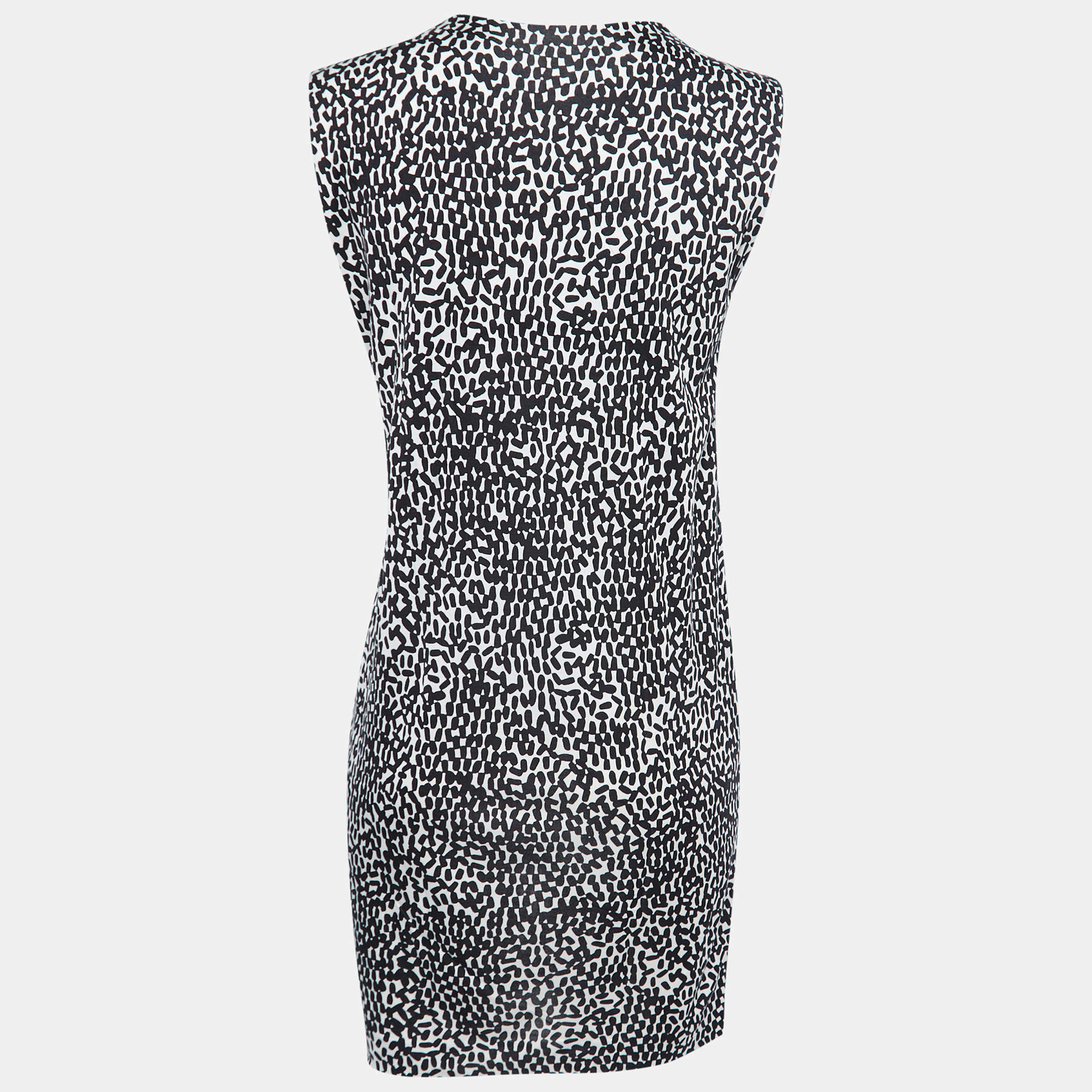 Pre Owned Diane Von Furstenberg Black Printed Jersey Silk Twist Detail Dress S