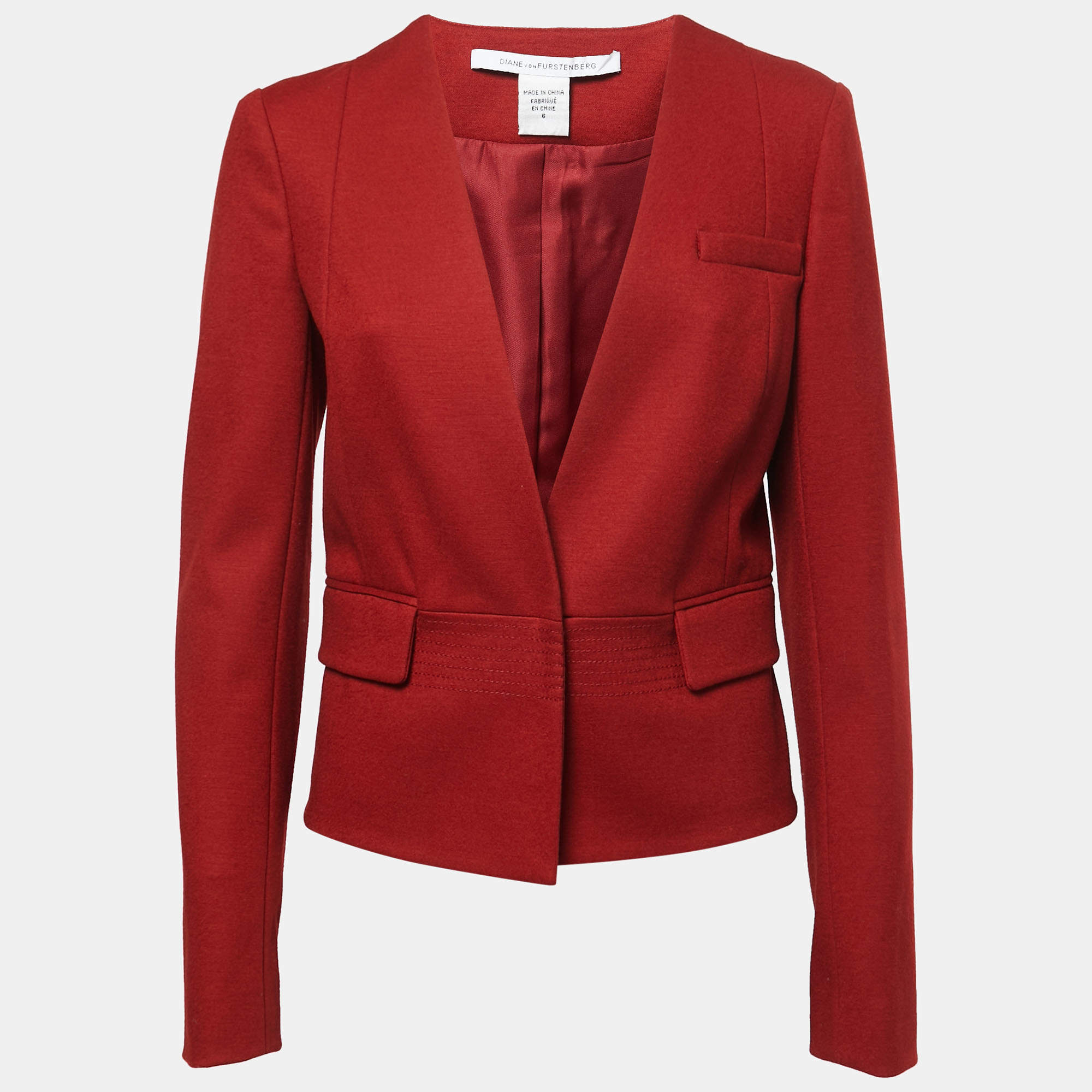 Pre Owned Diane Von Furstenberg Brown Wool Single Button Blazer M