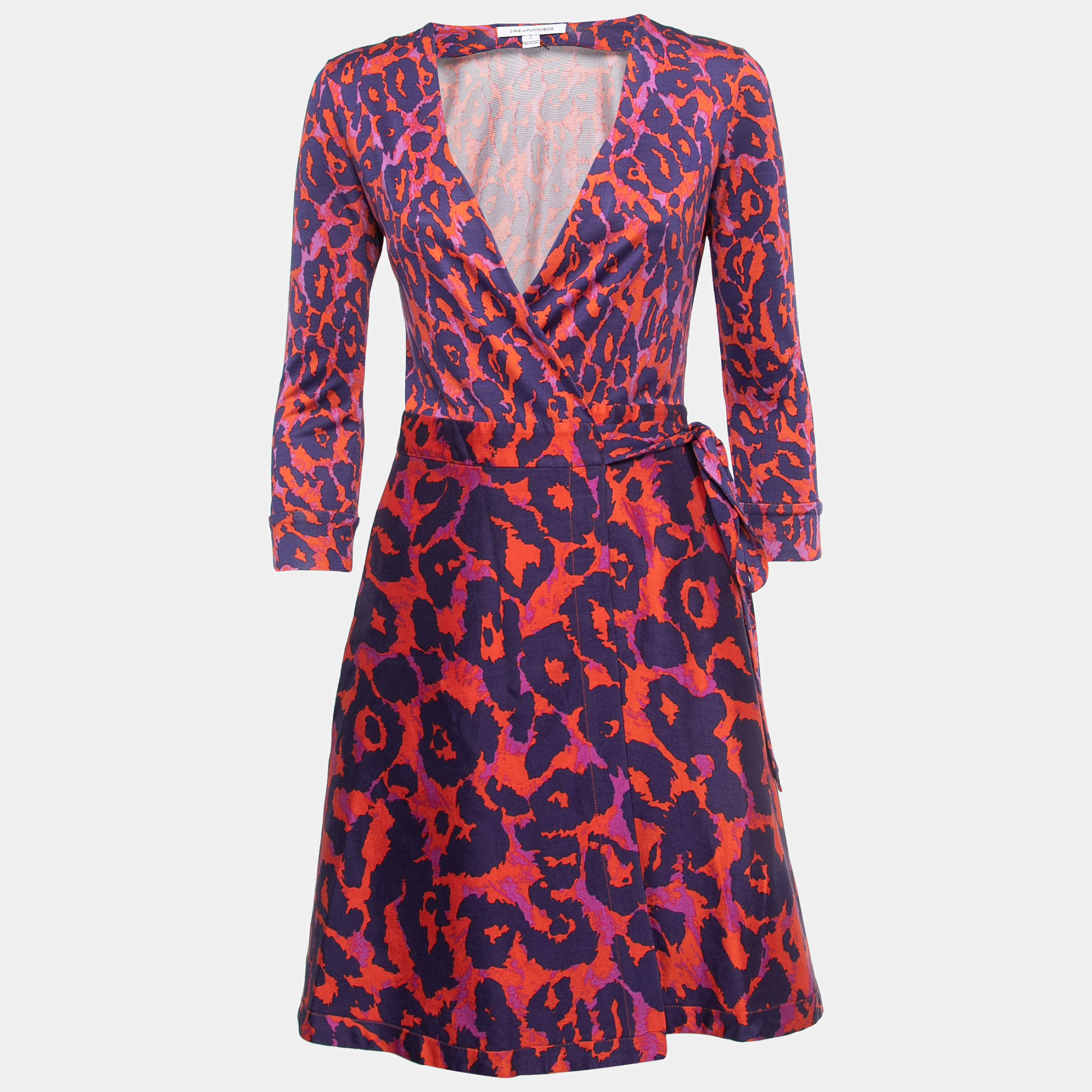 Diane Von Furstenberg Multicolor Printed Jersey Wrap Dress S