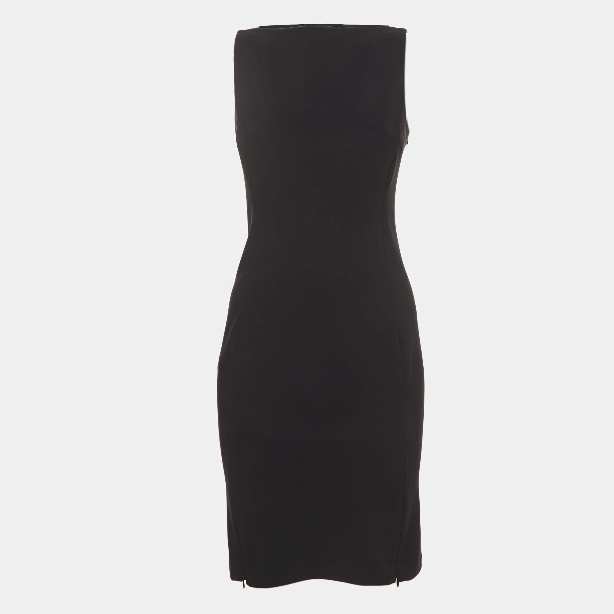 Pre Owned Diane Von Furstenberg Black Nylon Sleeveless Midi Dress S