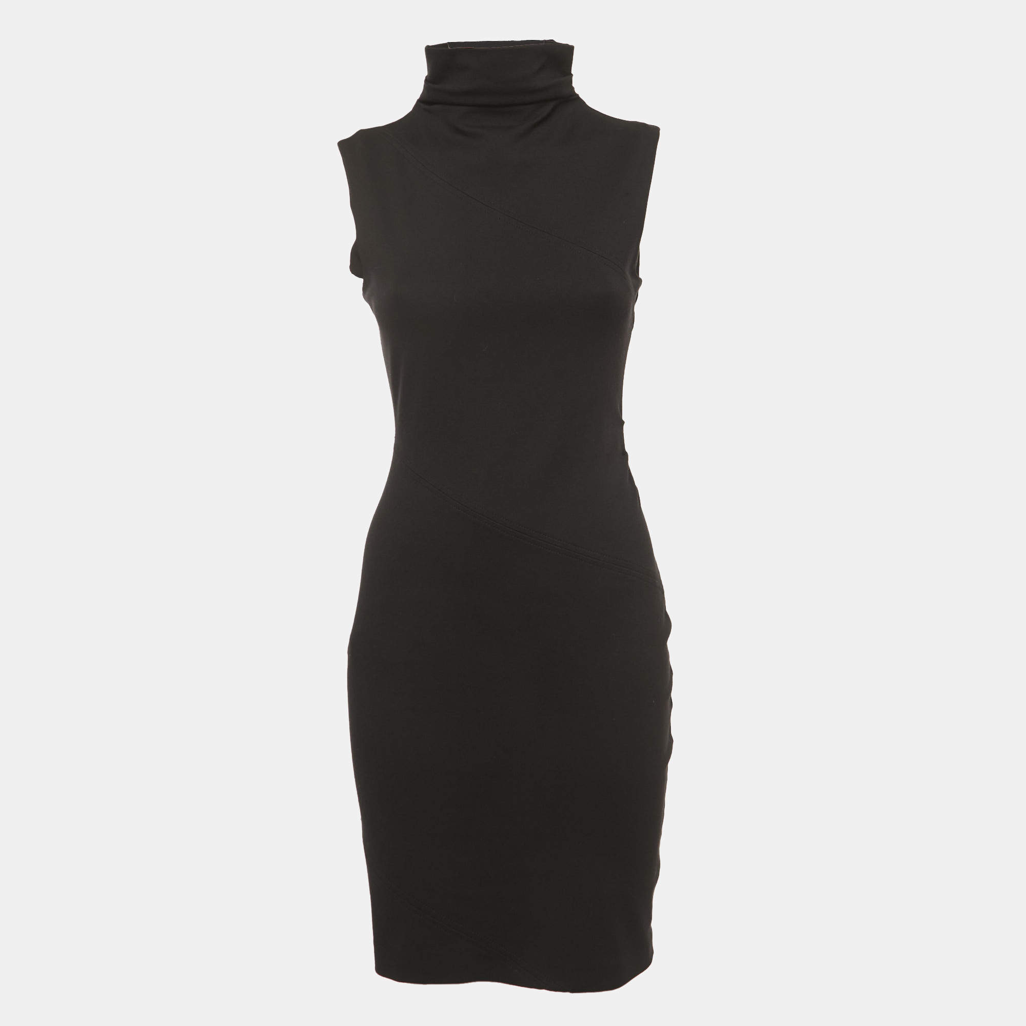 Diane Von Furstenberg Black Knit Sleeveless Turtle Neck Mini Dress S