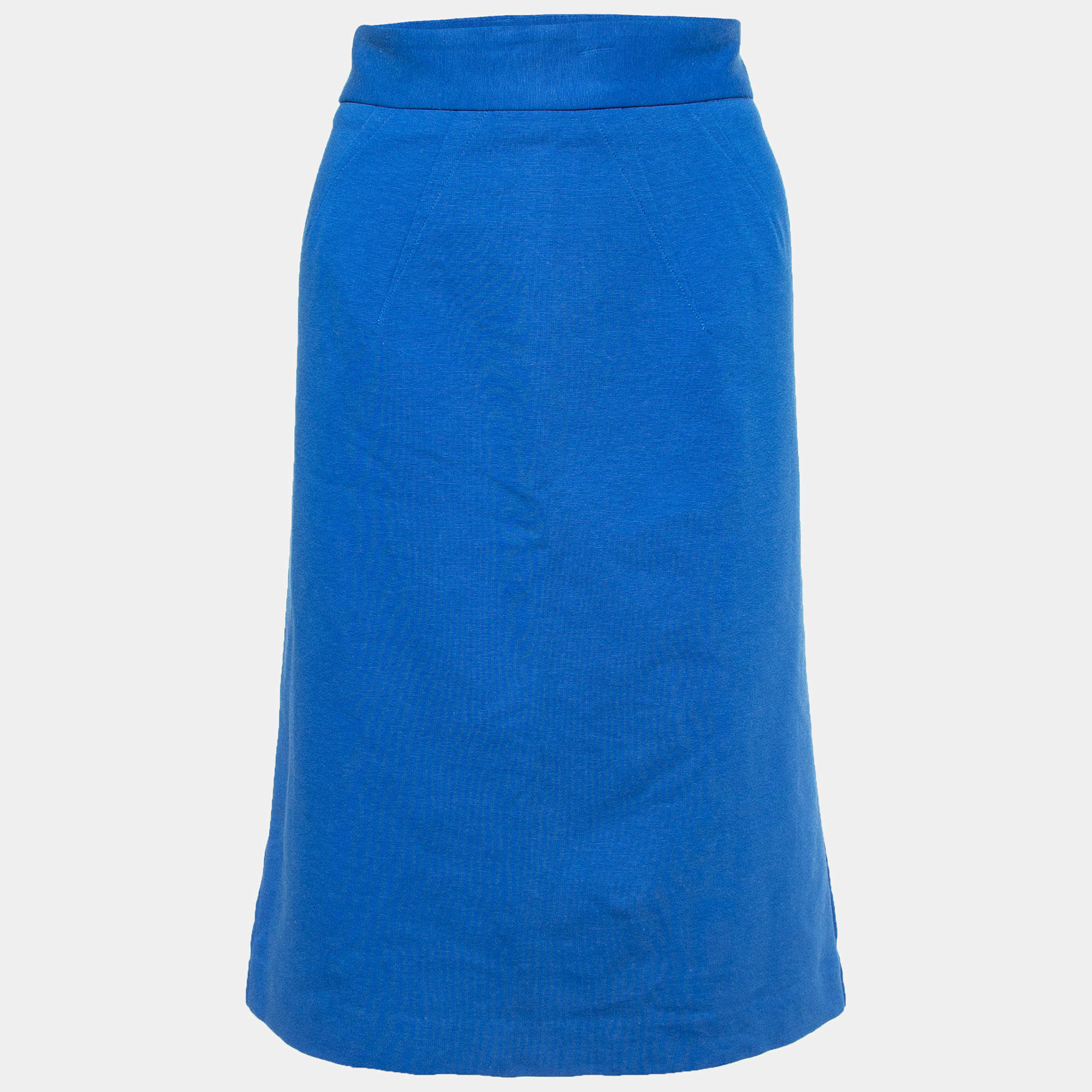 Pre Owned Diane Von Furstenberg Blue Cotton Knit Courgarette Skirt L