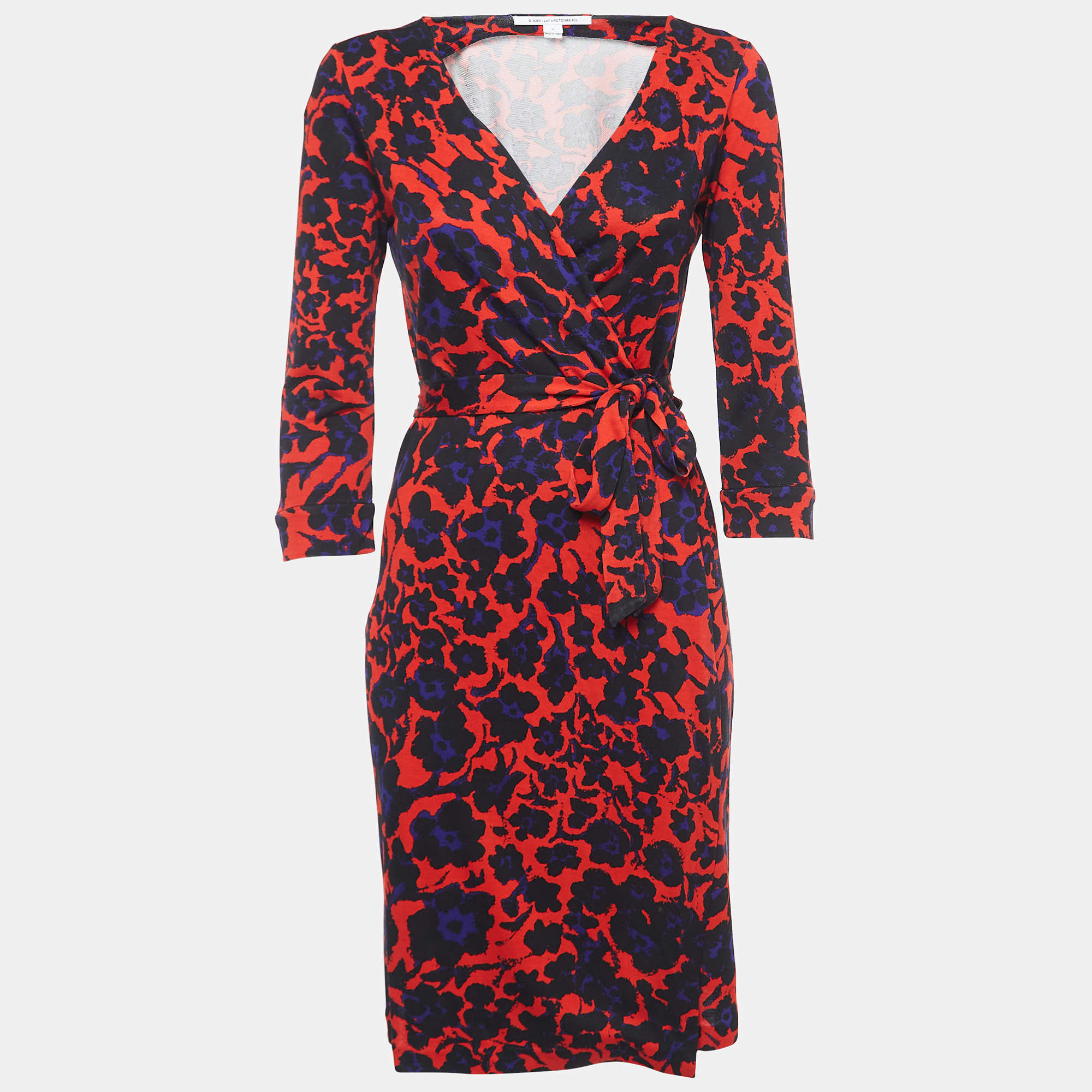 Pre Owned Diane Von Furstenberg Multicolor Jersey Wrap Dress M