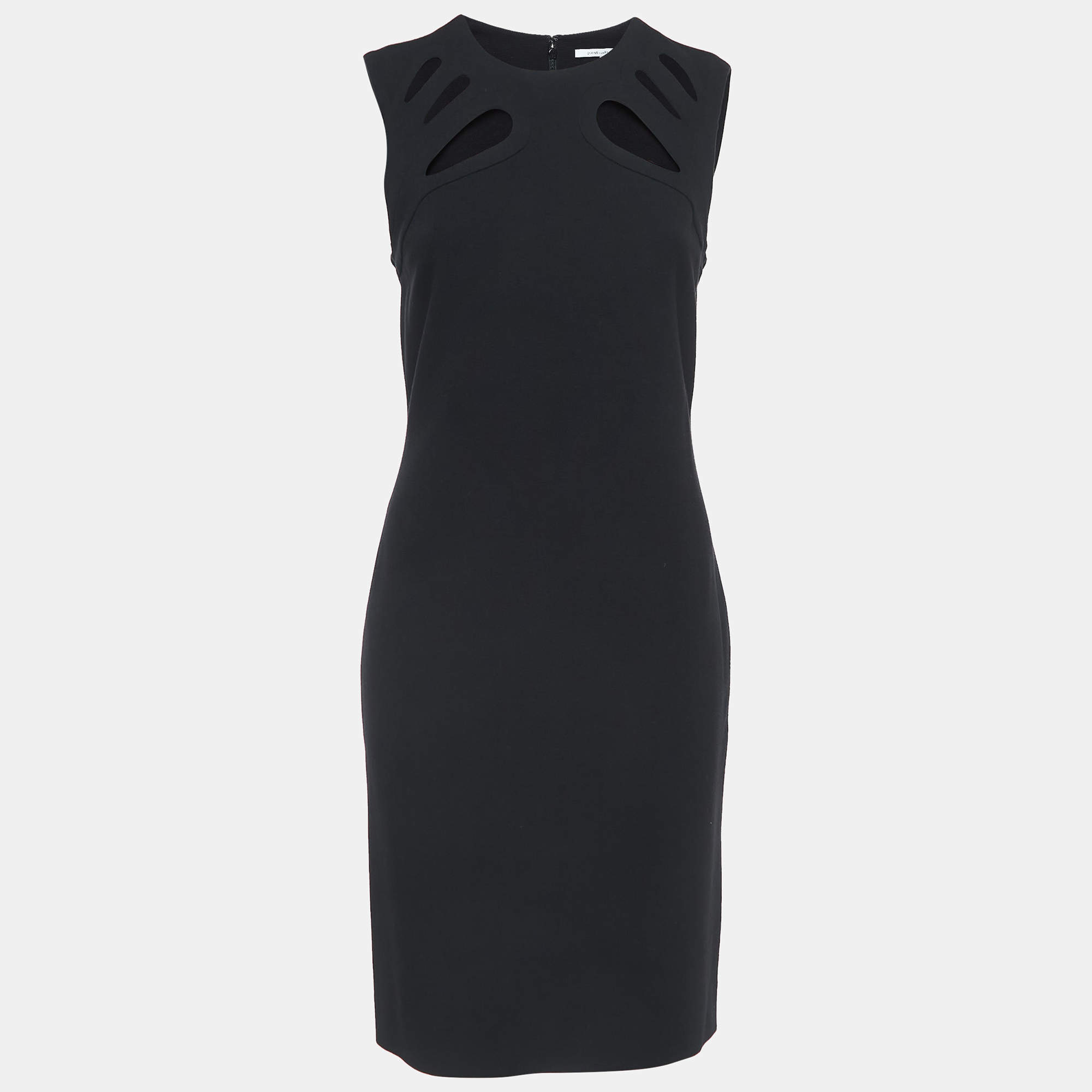 مملوكة مسبقًا Diane Von Furstenberg  Black Jersey Cut-Out Midi Dress M