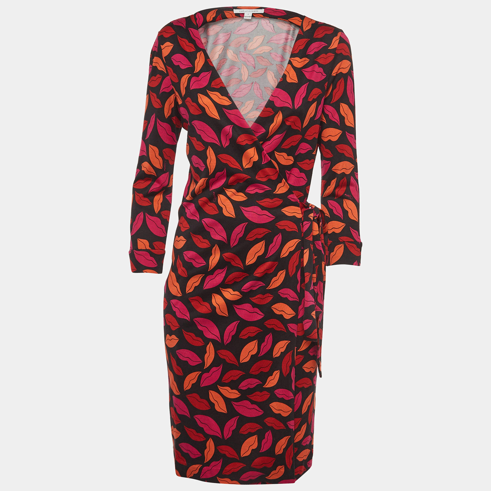Pre Owned Diane Von Furstenberg Multicolor Jersey Wrap Dress M