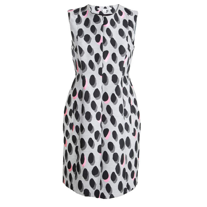 Pre Owned Diane Von Furstenberg Grey New Summer Mini Animal Dots Sleeveless Dress S