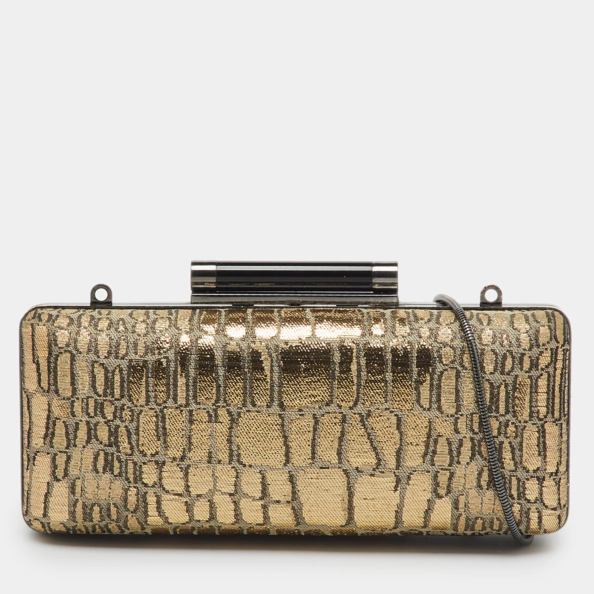 Pre Owned Diane Von Furstenberg Metallic Gold Jacquard Clutch
