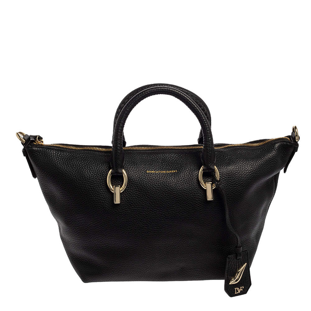Pre Owned Diane Von Furstenberg Black Leather Sutra Tote