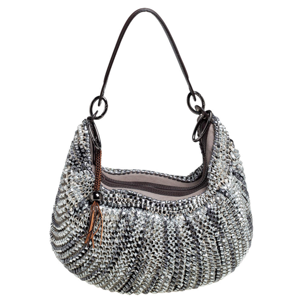 Diane Von Furstenberg Multicolor Chainlink Leather and Suede Medium Stephanie Hobo