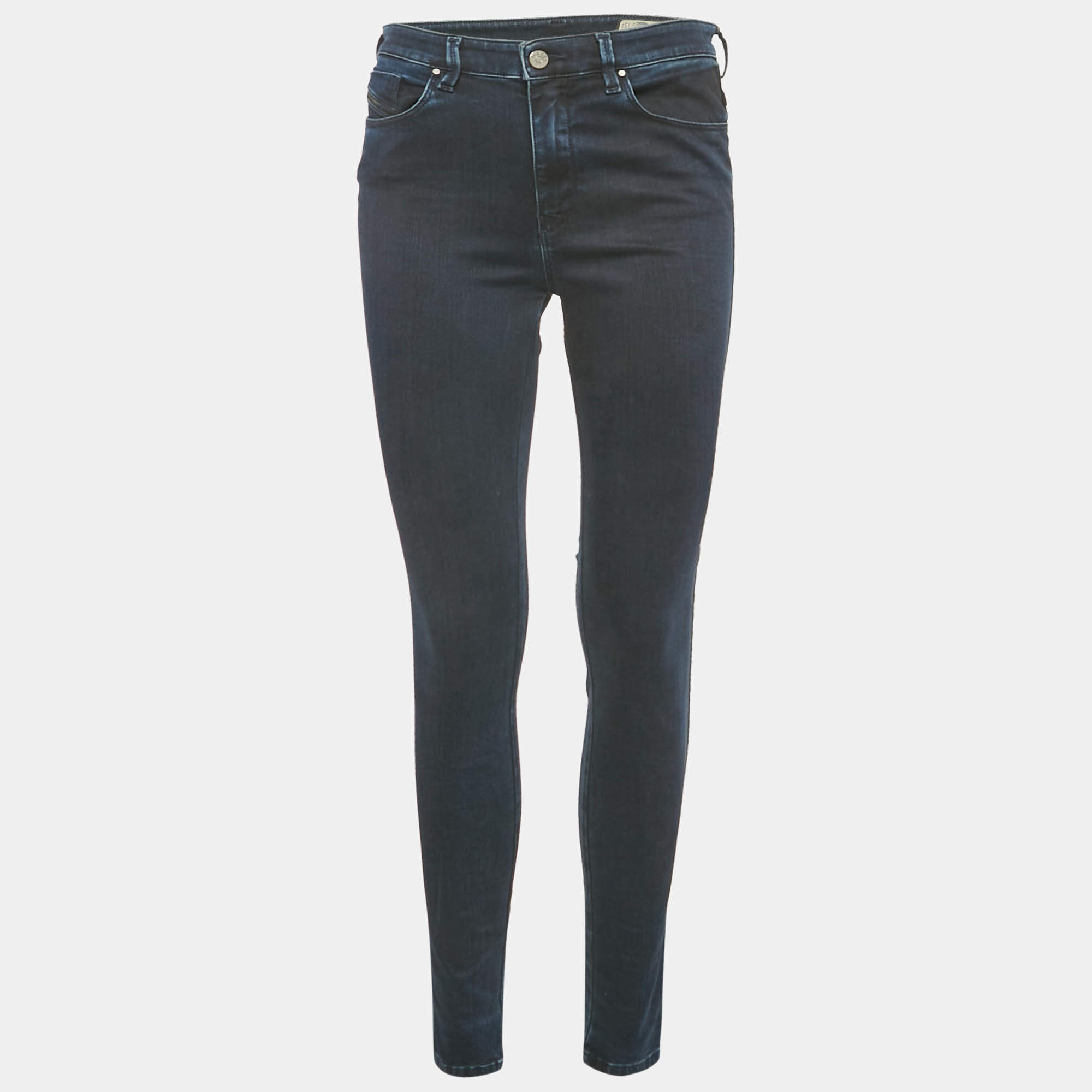 Pre Owned Diesel Navy Blue Denim Skinzee High Jeans M Waist 28"