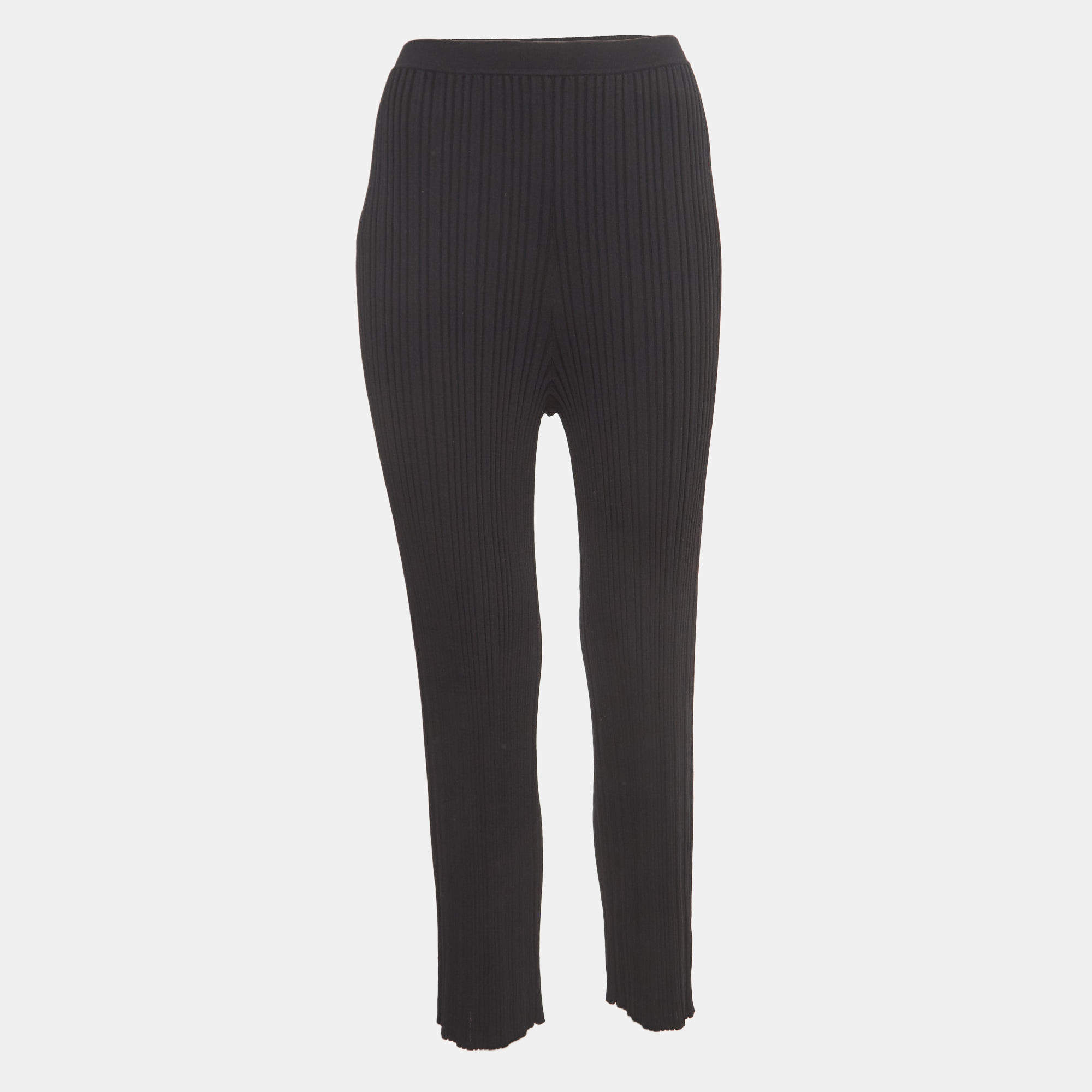 Dion Lee Black Rib Knit Elasticated Waist Float Pants L