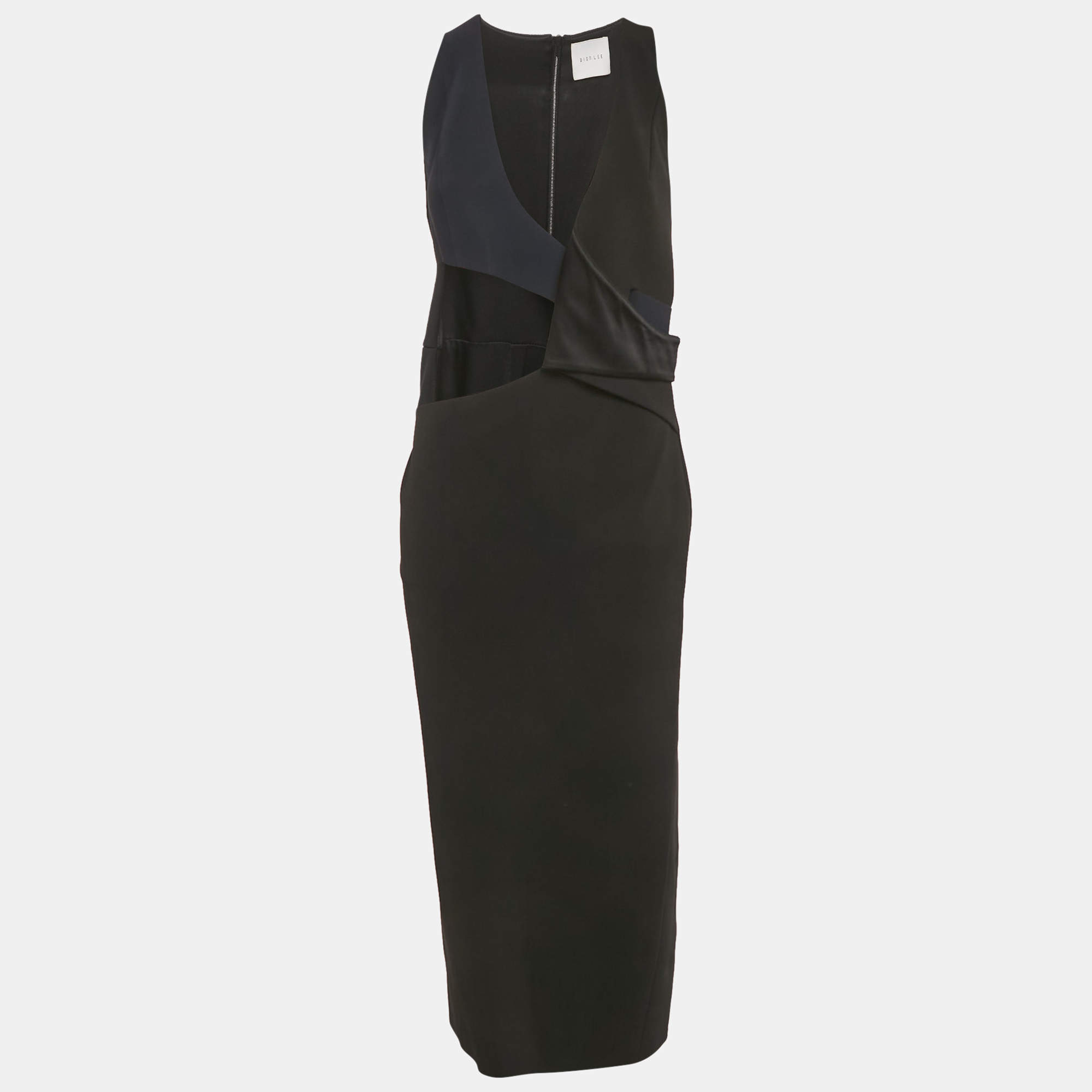 Pre Owned Dion Lee Black Knit Cut-Out Midi Dress M