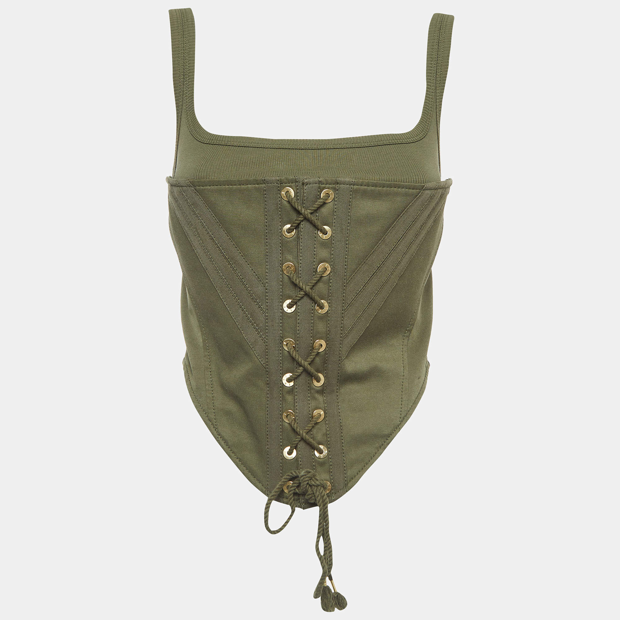 Dion Lee Green Cotton Blend Corset Top M