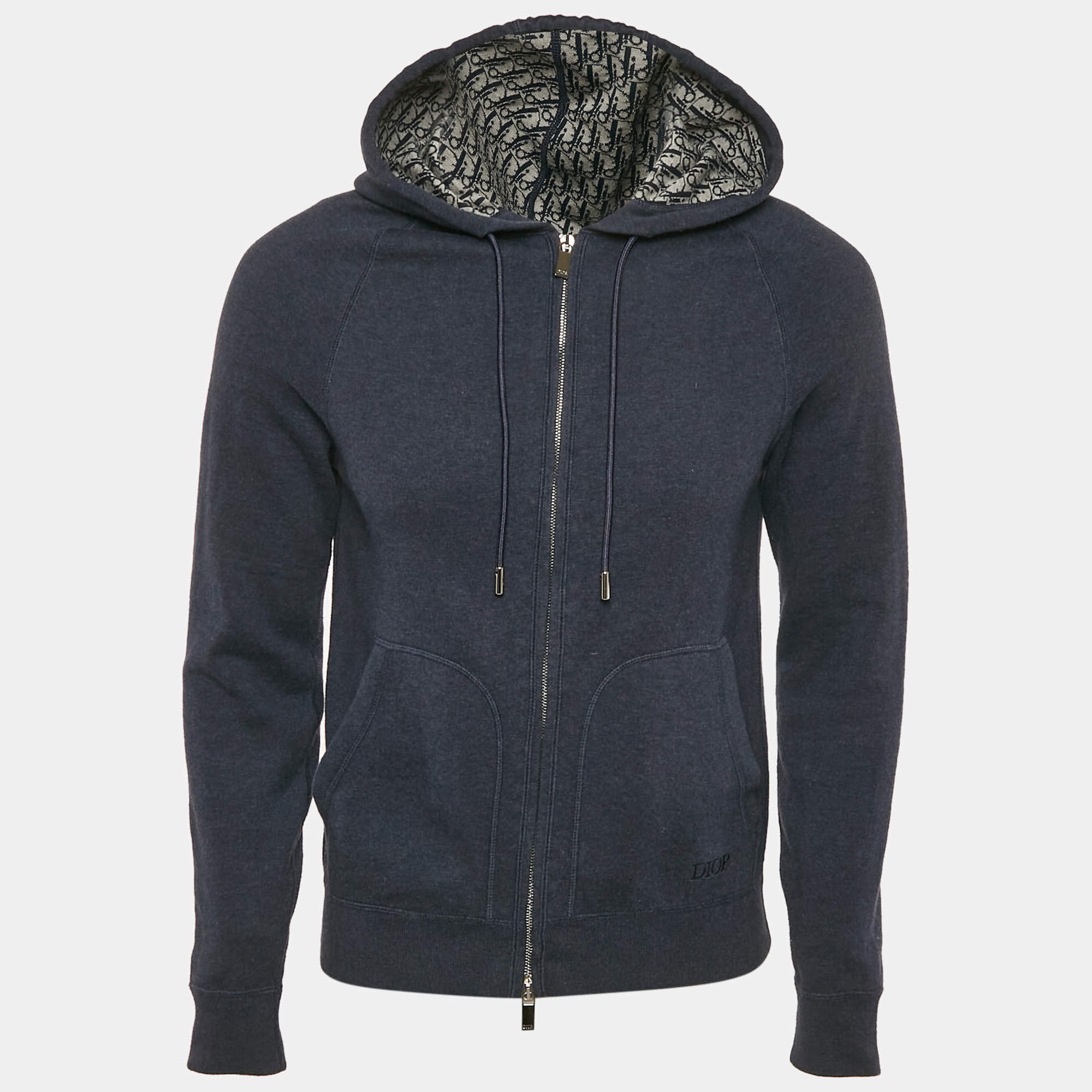 Dior Homme Navy Blue Cotton Knit Zip-Up Hoodie XS Dior Homme