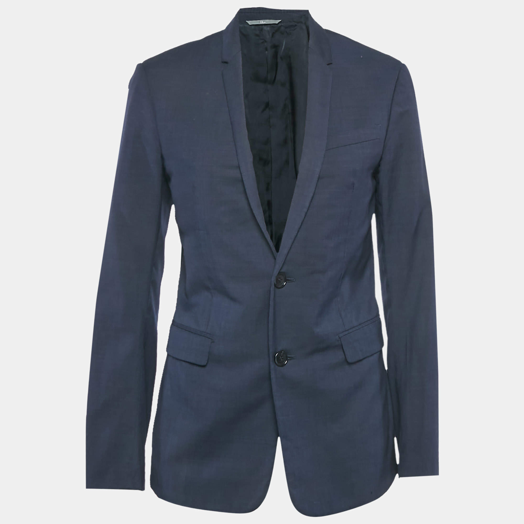 Pre Owned Dior Homme Navy Blue Wool Single Breasted Blazer L