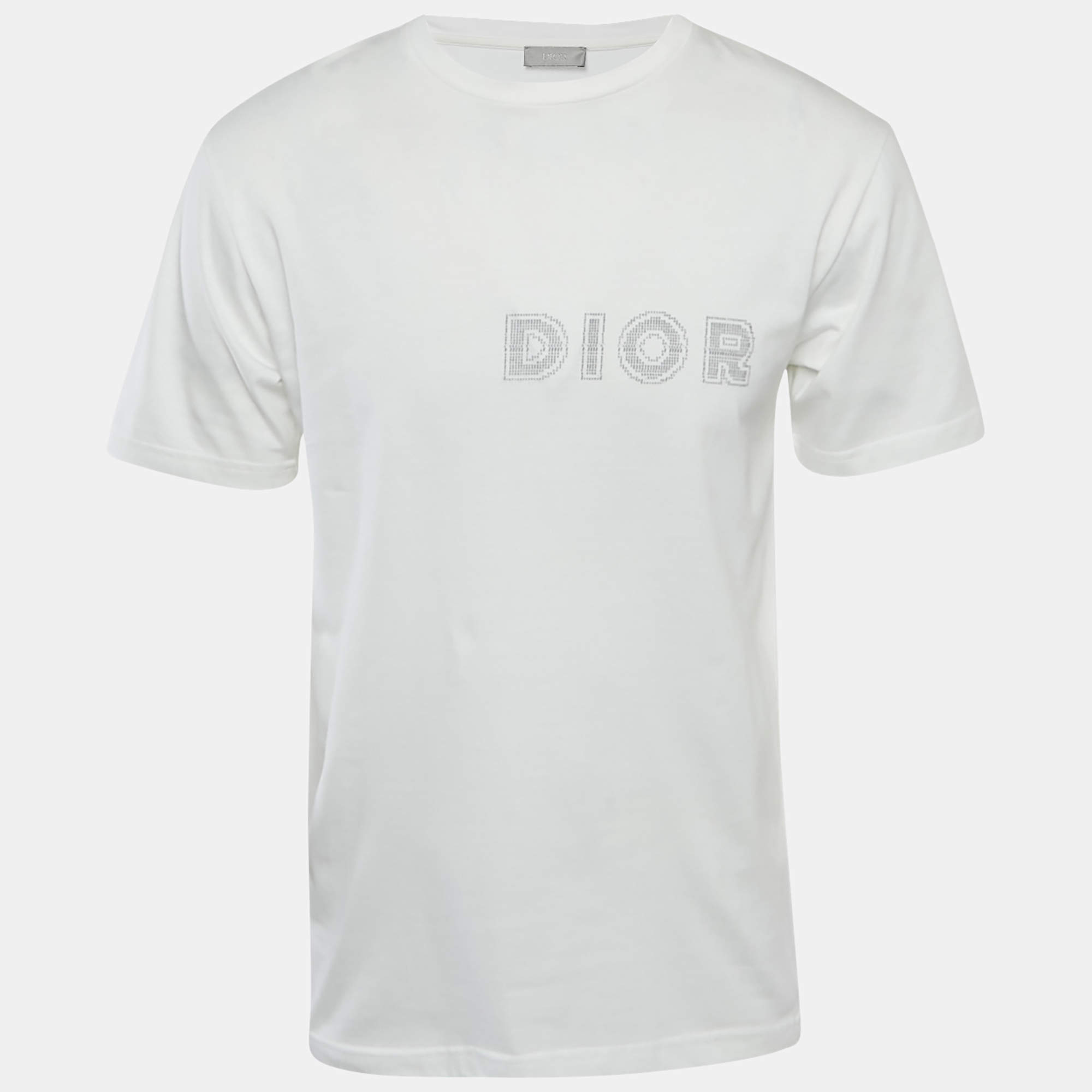 Dior Homme White Cotton Logo Printed Crew Neck T-Shirt S