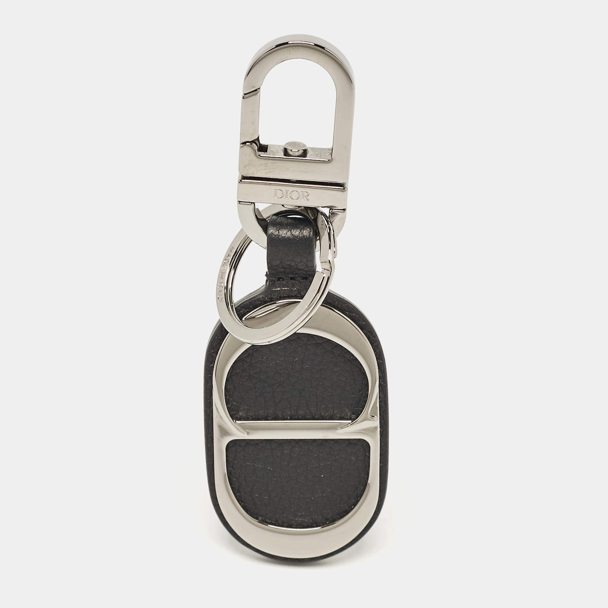 Pre Owned Dior Black Leather CD Icon Signature Key Ring