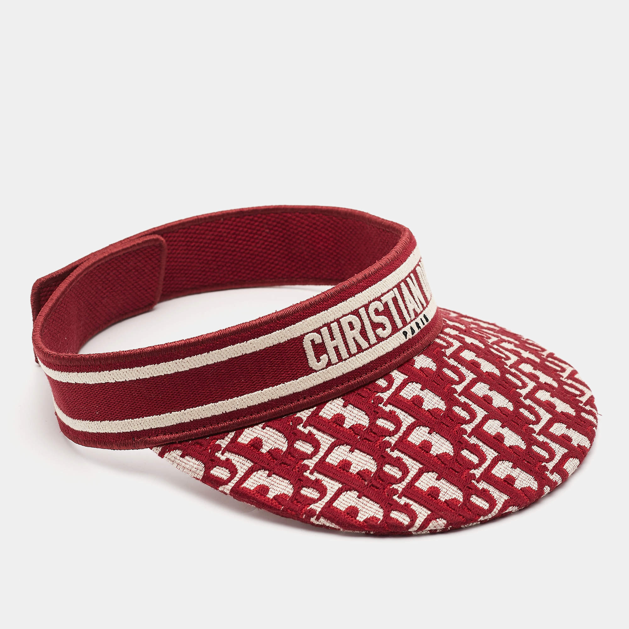 Dior Red Oblique Jacquard Canvas Visor Cap