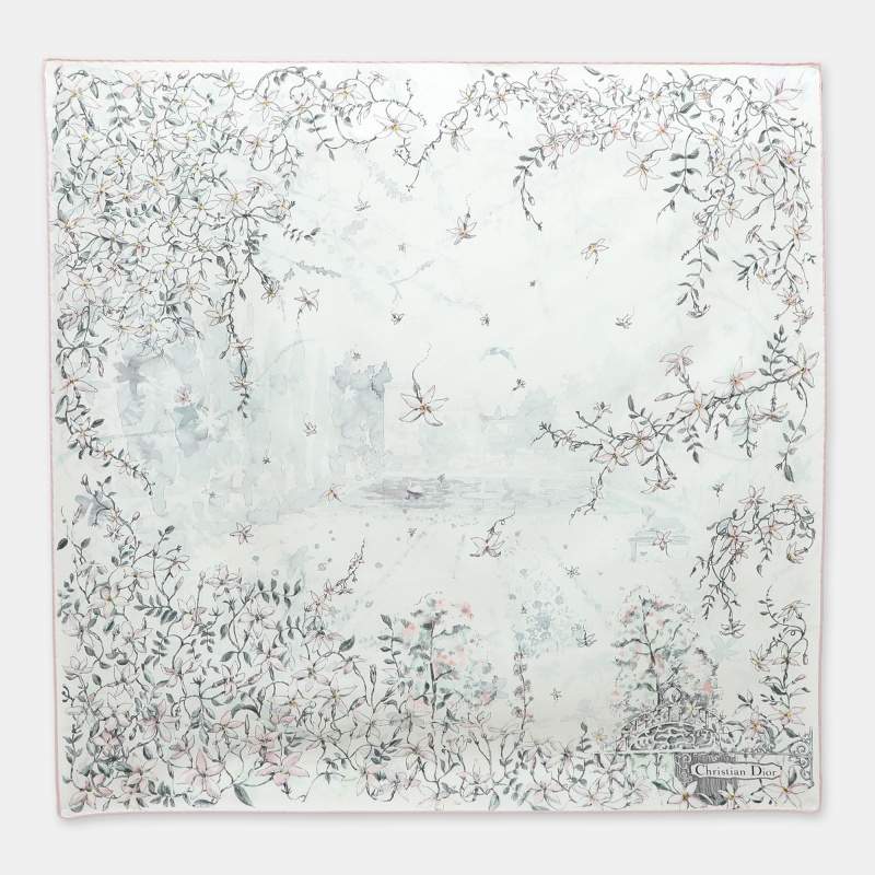 Pre Owned Dior Multicolor Floral Printed Silk Scarf
