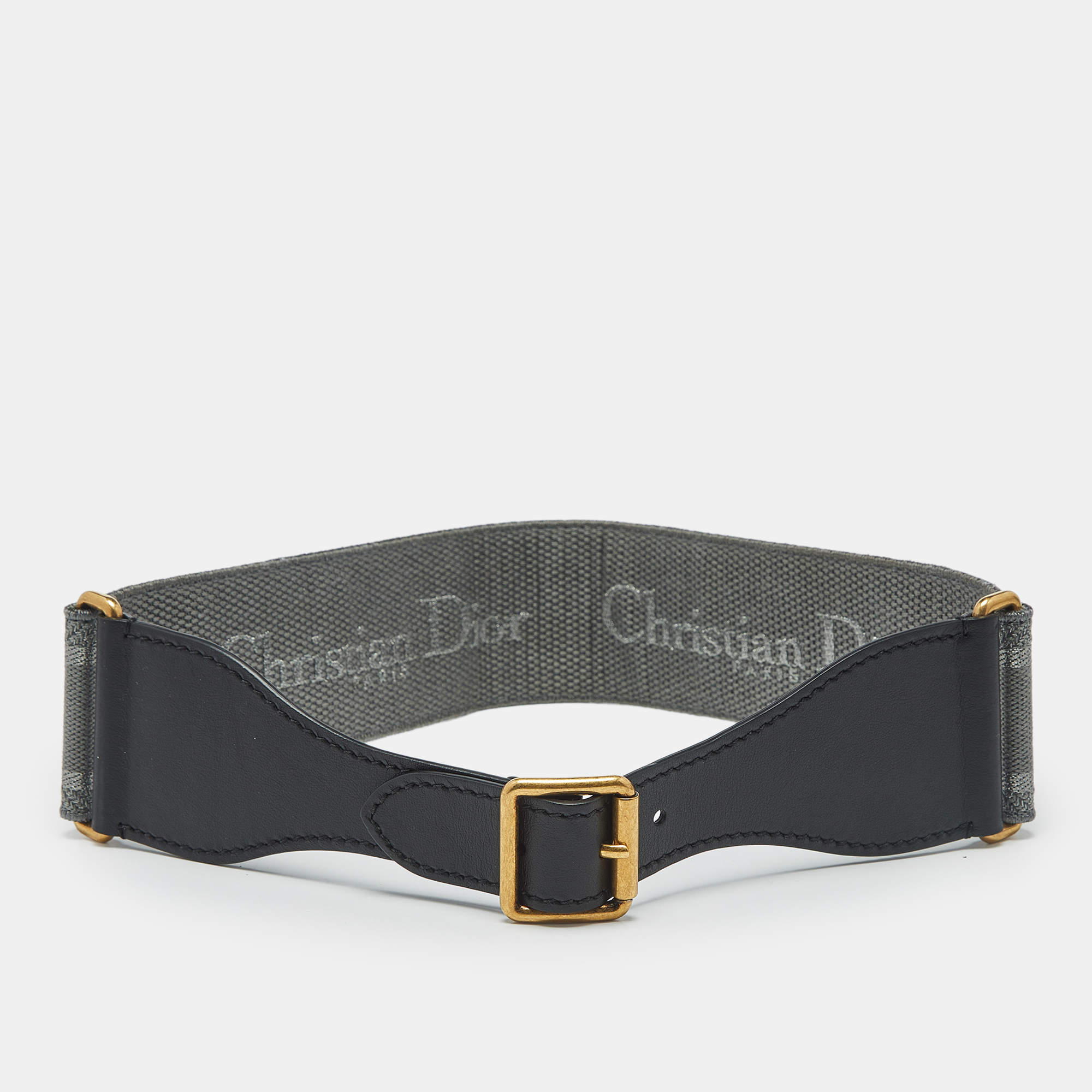 【関税&送料込】Dior Leather Belt Christian Dior D Buckle Black Aged Leather Belt - Size 90