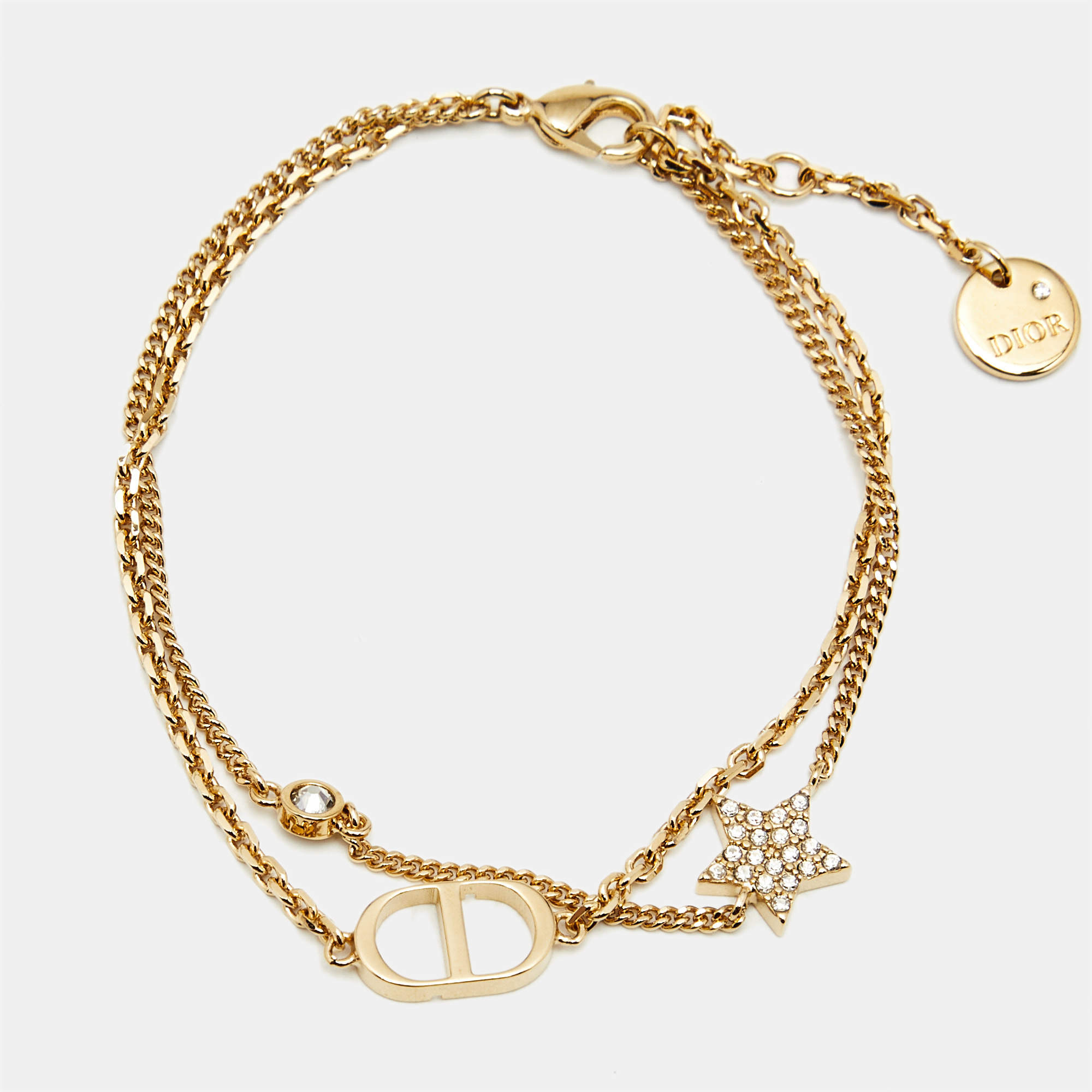 مملوكة مسبقًا Dior Petit CD Crystals Gold Tone Bracelet