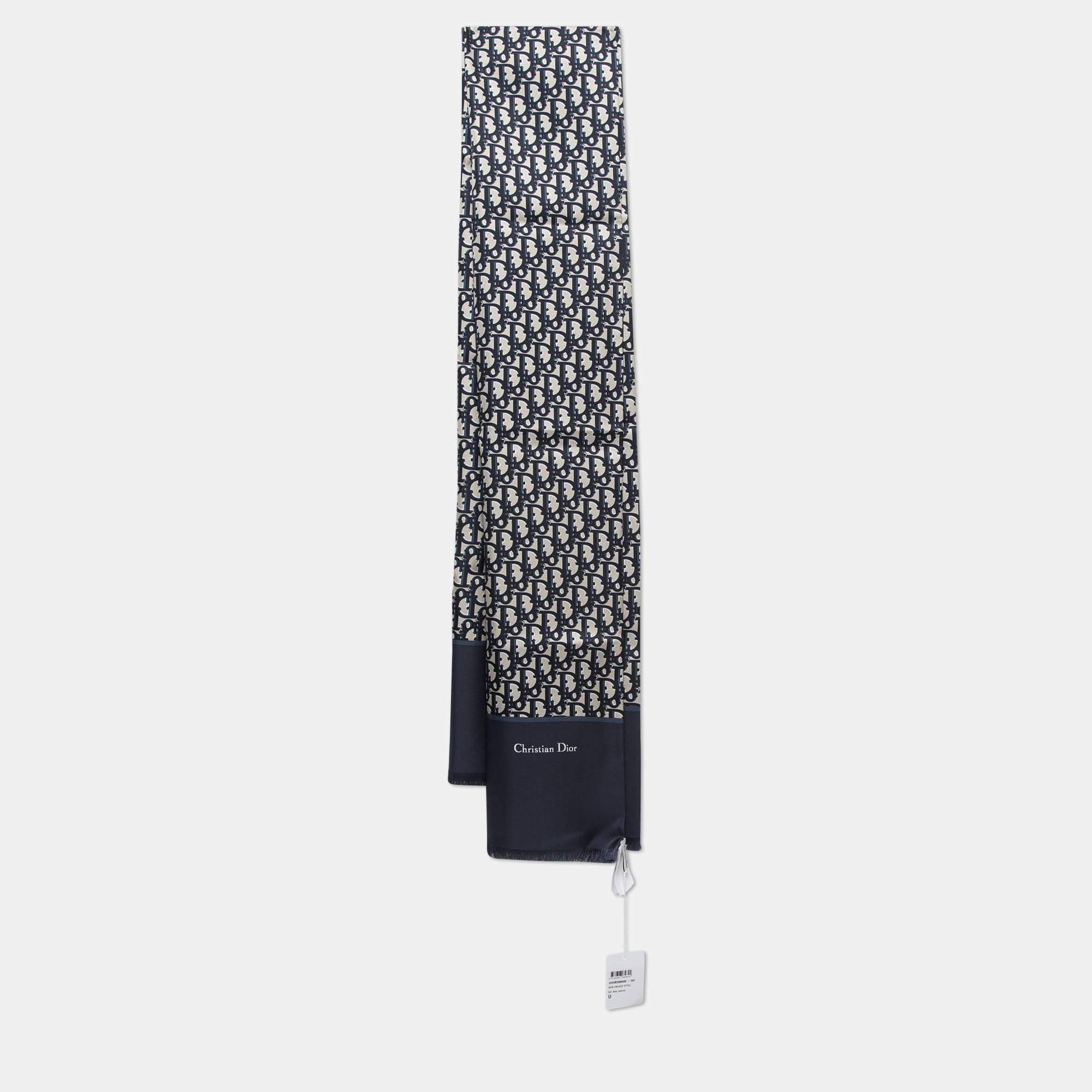 Pre Owned Dior Navy Blue Oblique Silk Stole