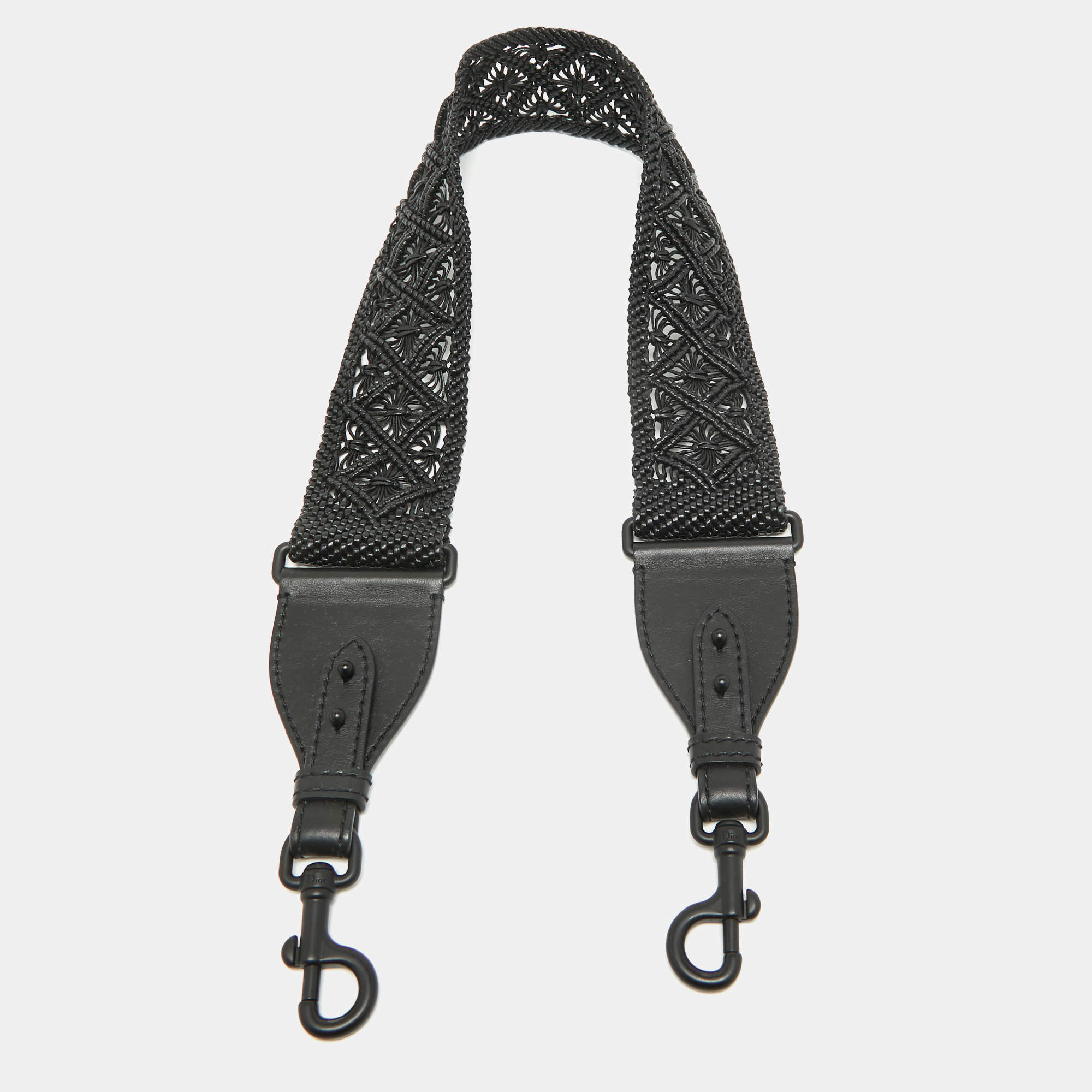 Dior Black Lasercut Leather Shoulder Bag Strap