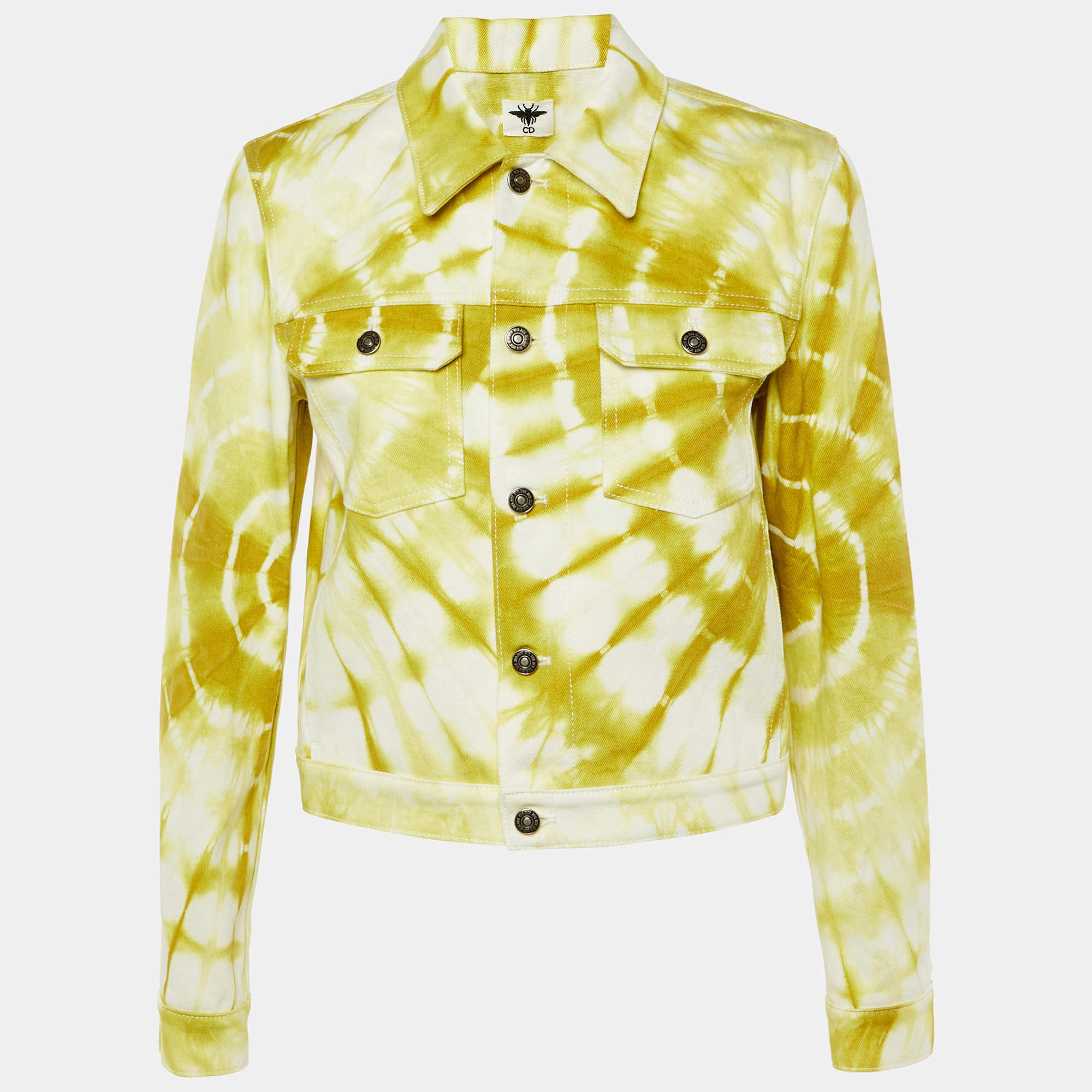 Pre Owned Dior Yellow Tie Dye Denim Button Front Jacket M