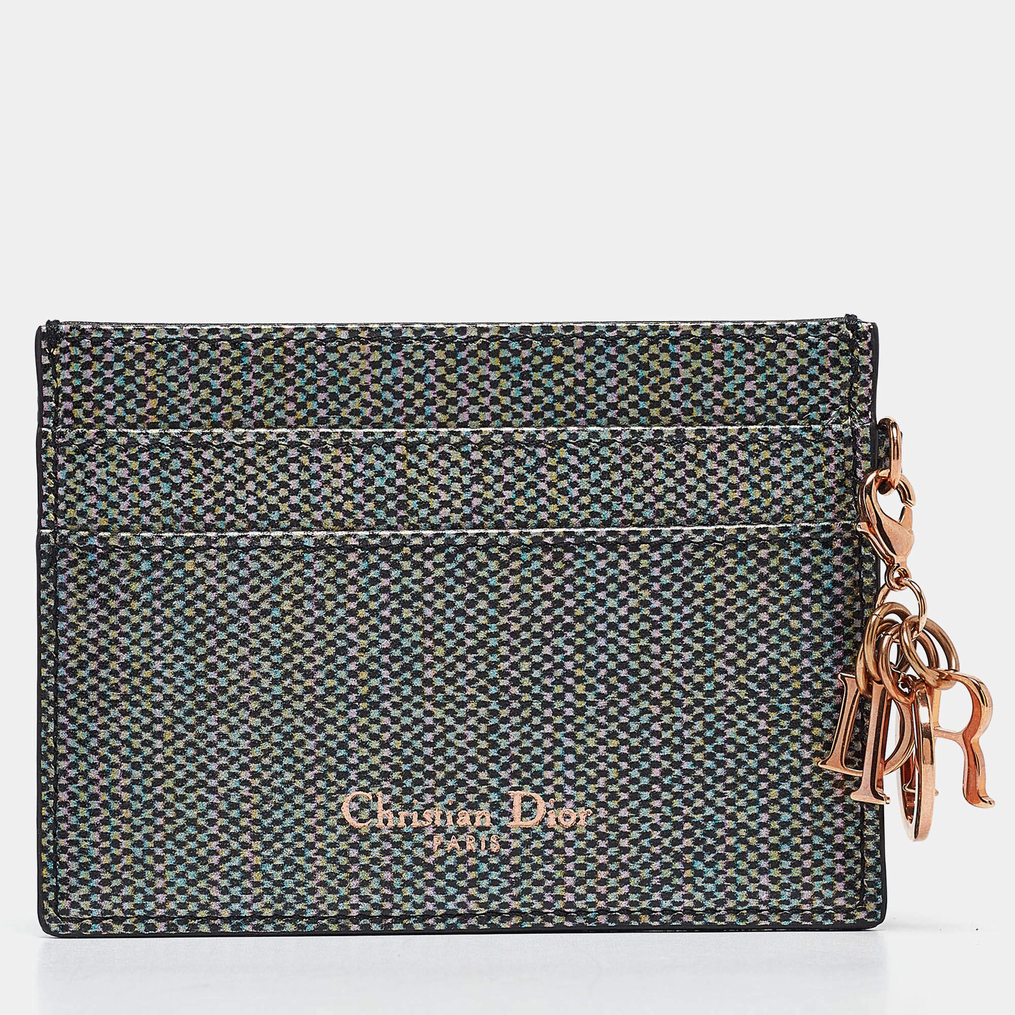 Pre Owned Dior Multicolor Leather Lady Dior Card Holder